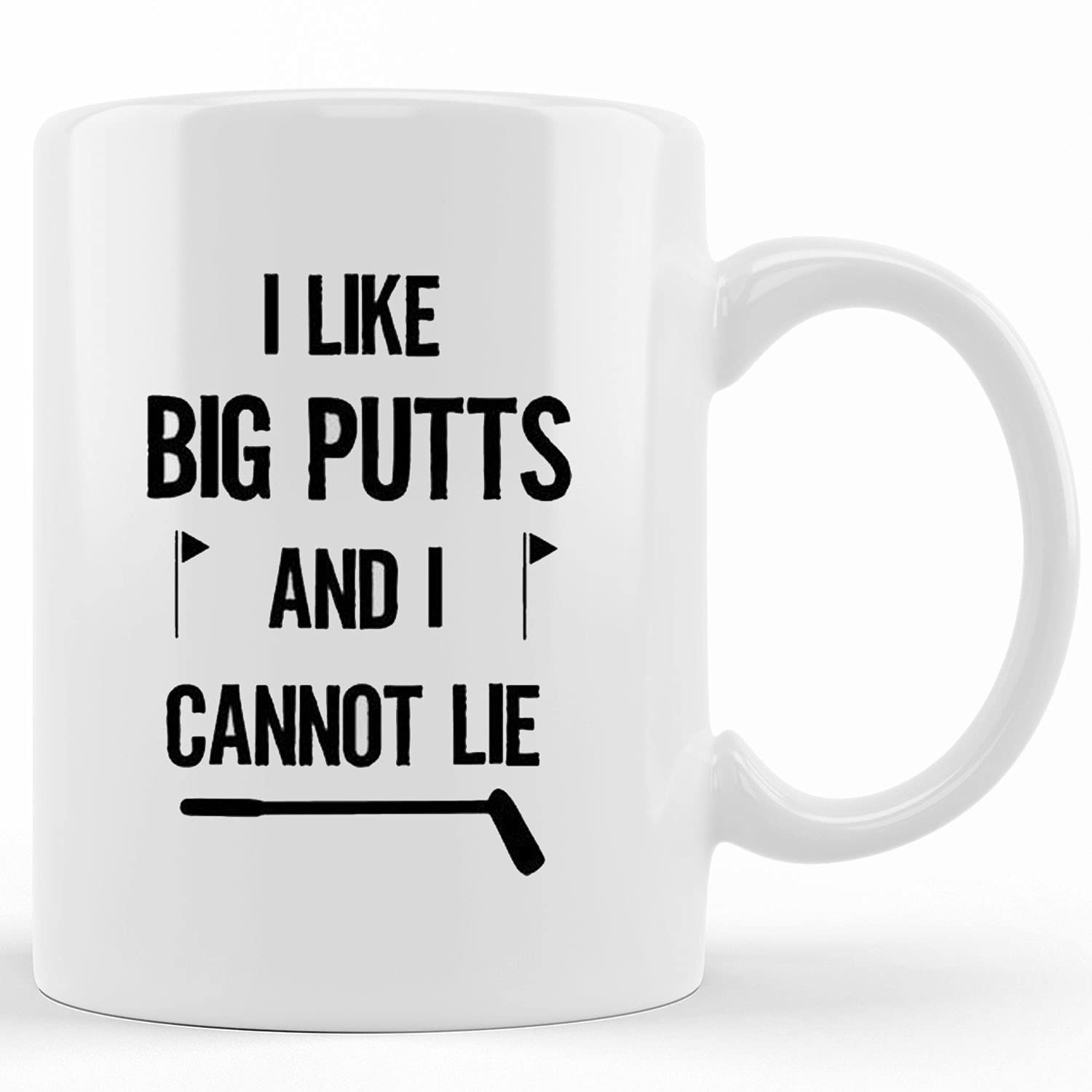 Personalized Golf Coffee Mug - 'I Like Big Putts And I Cannot Lie' Funny Golfer Gift - 11oz & 15oz Ceramic Novelty Cup - Perfect for Golf Lovers, Father's Day & Office Use