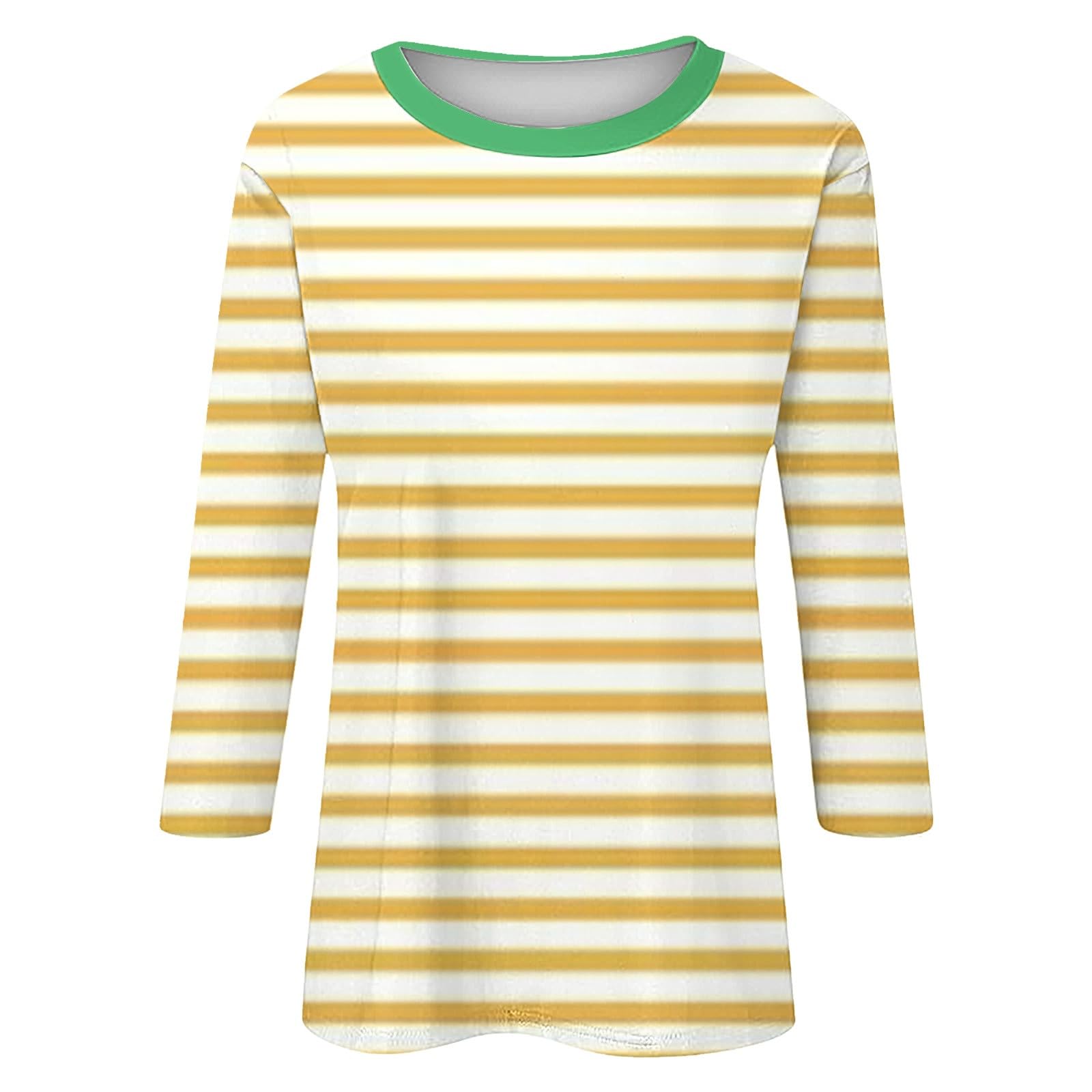 Women's 3/4 Sleeve Crewneck Striped Tunic Tops - Casual & Dressy Printed Blouses for Work, Office & Everyday Wear