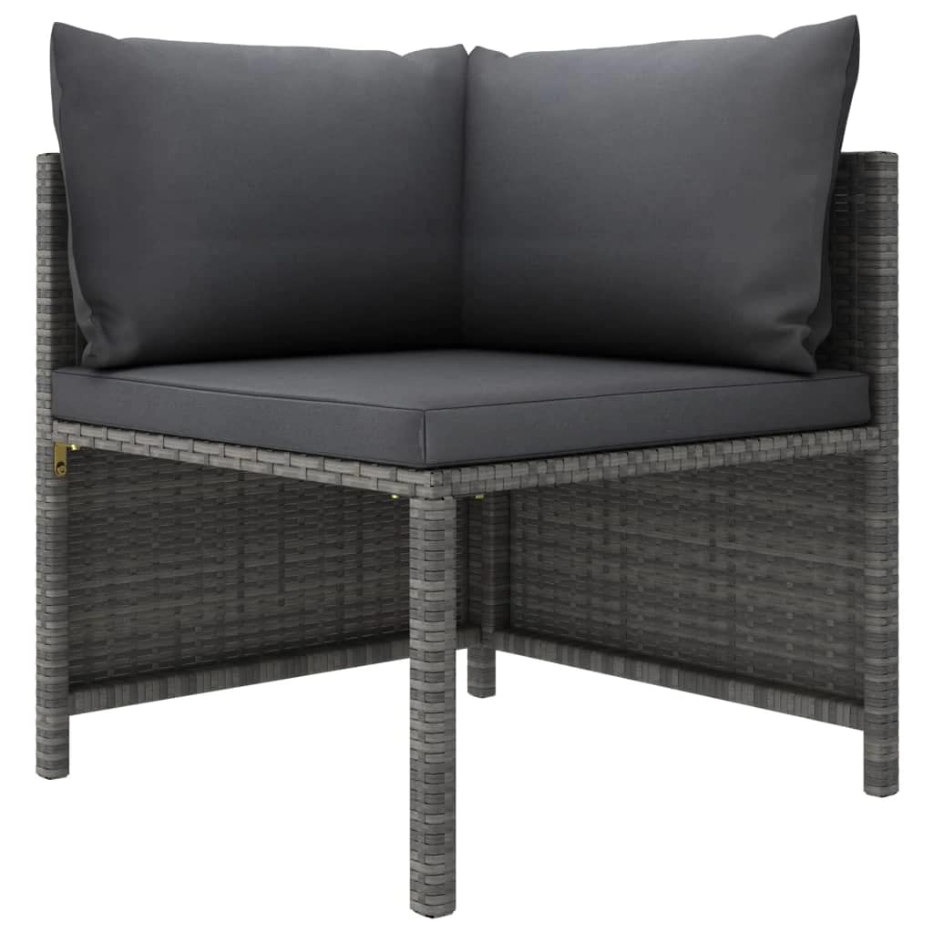 vidaXL Gray Poly Rattan Sectional Corner Sofa with Cushions - Outdoor Patio Garden Furniture Set for Relaxing & Entertaining