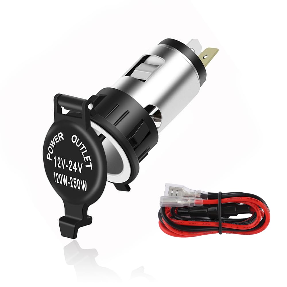 12V Waterproof Car Cigarette Lighter Socket with Extension Cable - Universal Power Outlet Adapter for Cars, Trucks & SUVs - Perfect for Road Trips, Camping & Charging Devices On-The-Go (1PC)