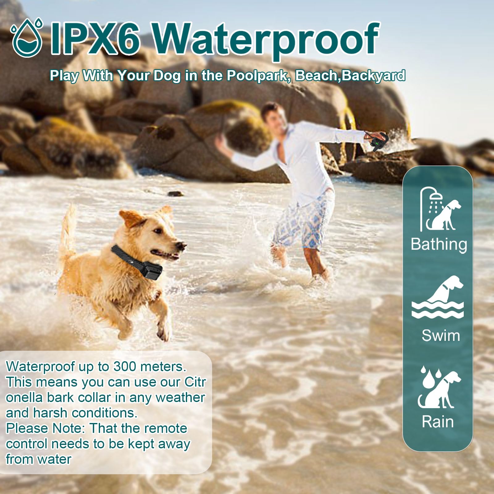 Citronella Spray Dog Training Collar - No Spray Refill Included - Waterproof IPX6 with Beep, Vibration & Spray Modes - 6 Sensitivity Levels for Small, Medium & Large Dogs - Perfect for Bark Control & Outdoor Training