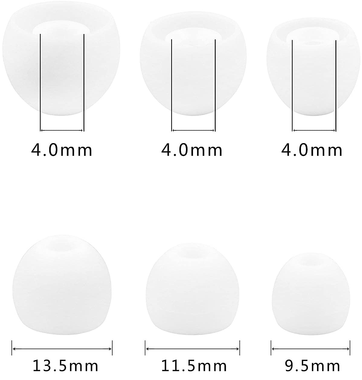 ALXCD Soft Silicone Replacement Ear Tips for Jabra Halo Smart Headset - 6 Pairs (S/M/L Sizes) - Compatible with Jabra Halo Earbuds 100-98300000-02 - Durable & Comfortable White Earbud Tips - Perfect for Workouts, Commuting & Office Use