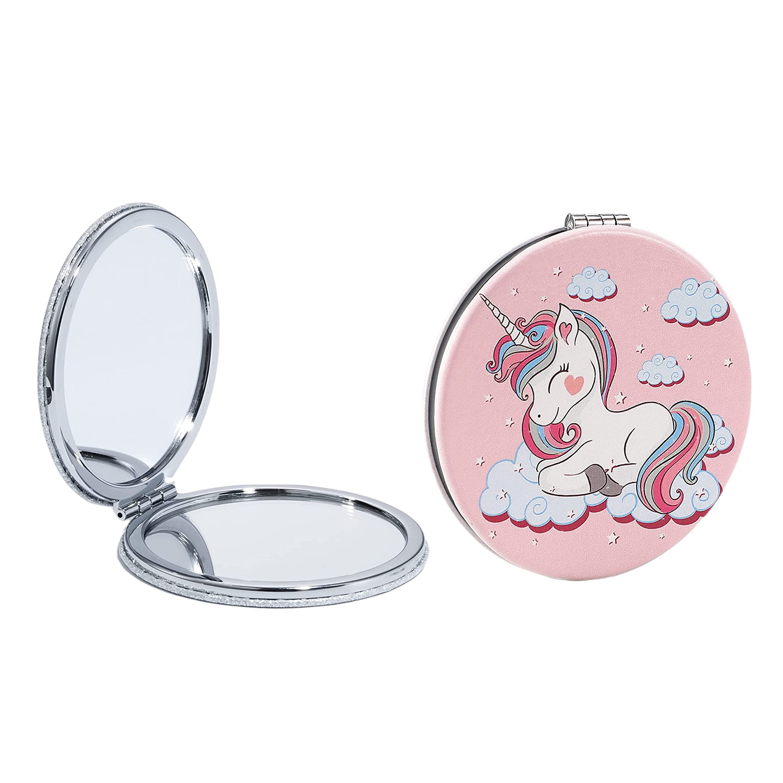 Compact Makeup Mirror for Women & Men - Portable Vanity Mirror with Tabletop Mount | Black Round Glass Mirror for Handbag, Purse & Travel | Perfect for Home, Office & On-The-Go Touch Ups