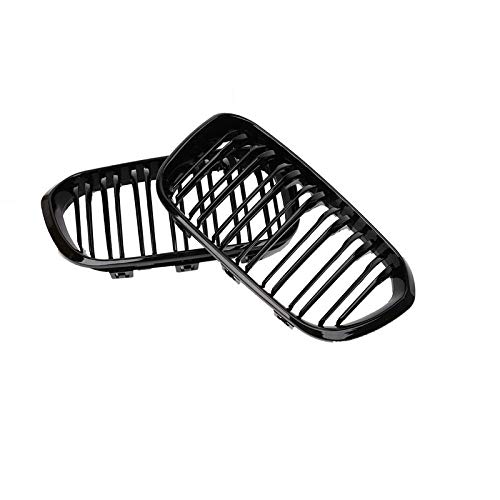 High-Performance Front Racing Grill for BMW F20 F21 1 Series (2015-2017) - Sporty Double Slat Line Kidney Grille in Gloss Black - Perfect for Car Enthusiasts & Street Racing Upgrades