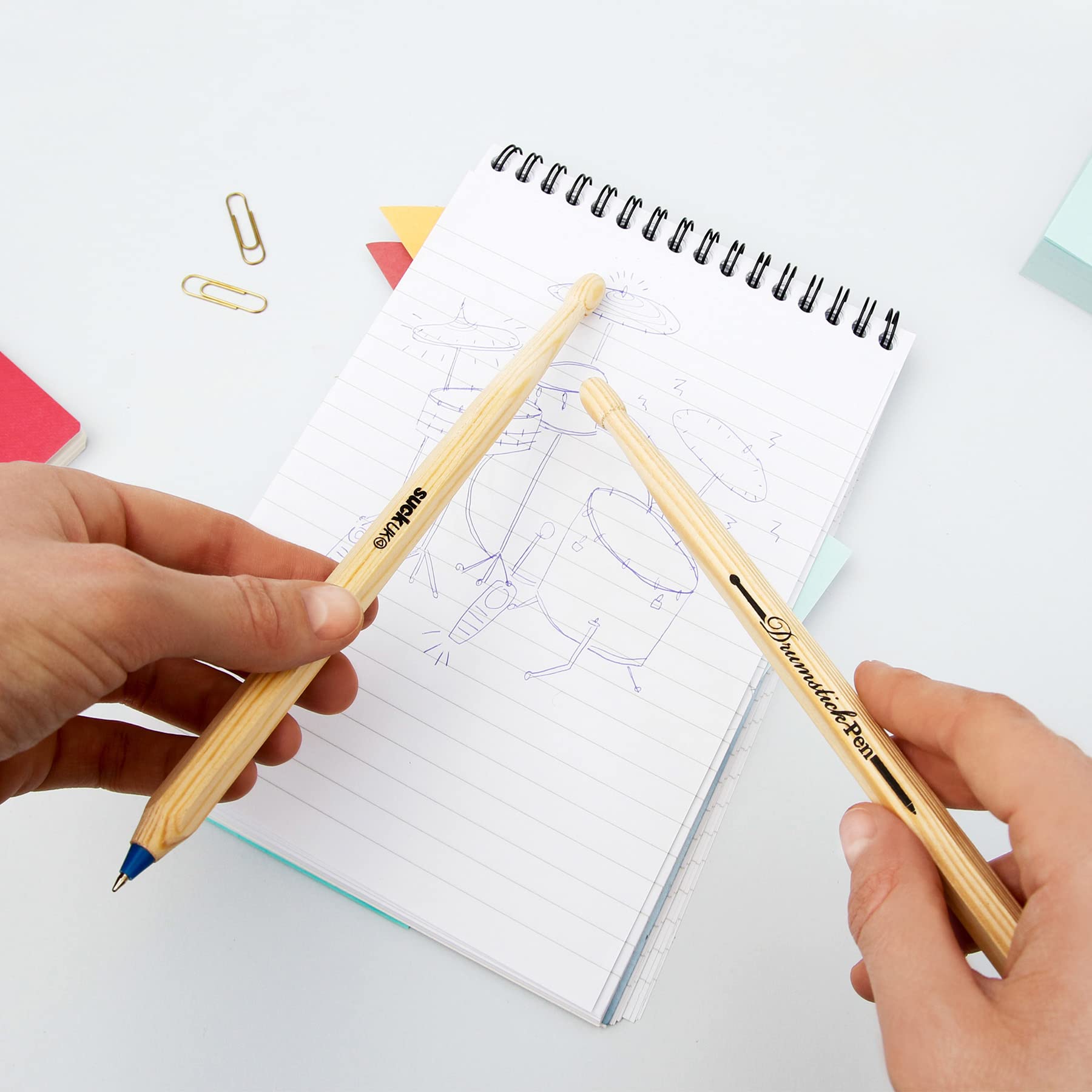 Suck UK Drumstick Ballpoint Pens - Blue, Fun Music Themed Writing Instrument for Office, School & Gifts for Drummers - Perfect for Musicians, Students & Creative Professionals