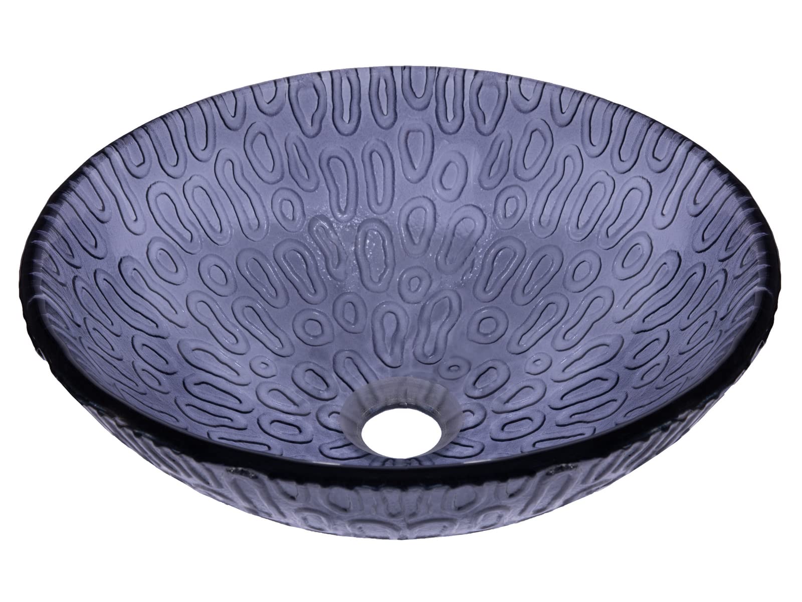 14 Inch Small Charcoal Freeform Hoops Glass Vessel Sink - Modern Bathroom Vanity Sink for Powder Rooms, Guest Baths & Contemporary Home Decor