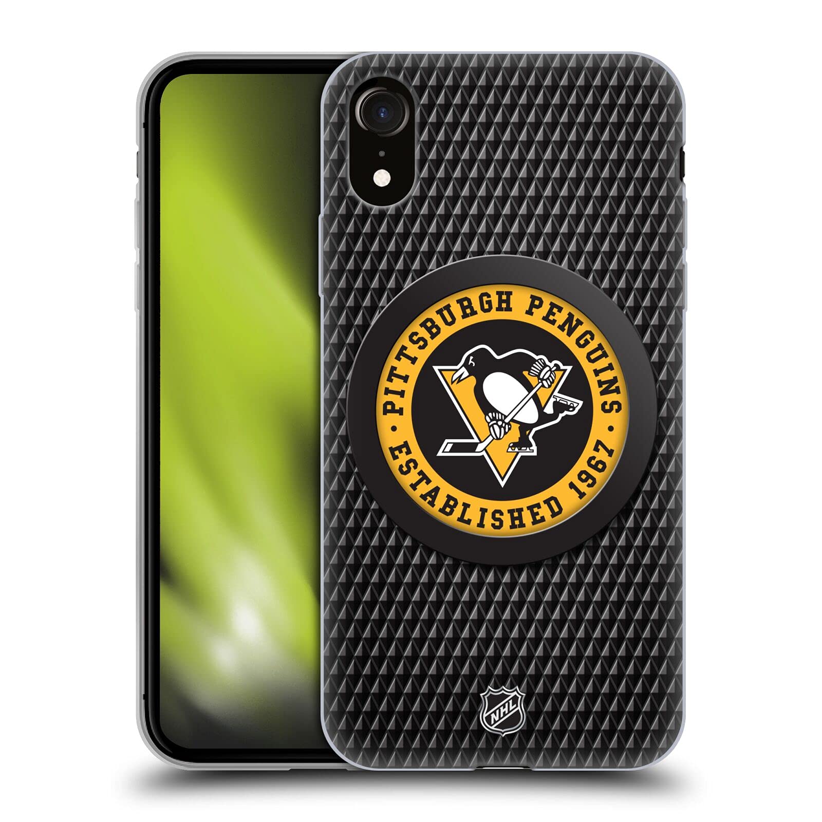Official NHL Licensed Pittsburgh Penguins Puck Texture Soft Gel Case for Apple iPhone XR - Durable Protection & Team Pride for Hockey Fans & iPhone Users