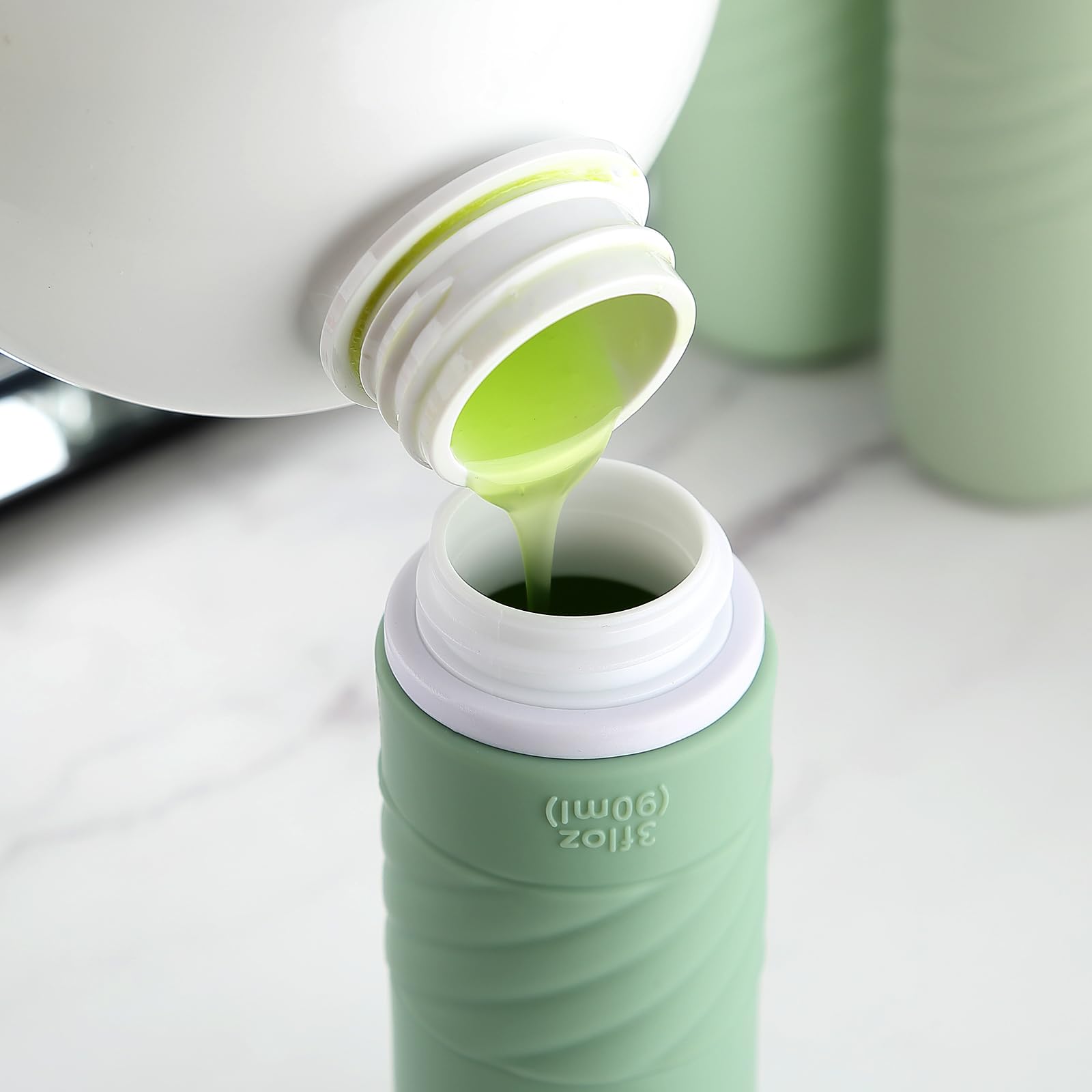 TSA Approved 3oz Travel Bottles for Toiletries - 4 Pack Leak Proof BPA Free Squeezable Containers for Shampoo, Conditioner & Lotion | Perfect for Air Travel, Gym & Vacation Essentials (Green)