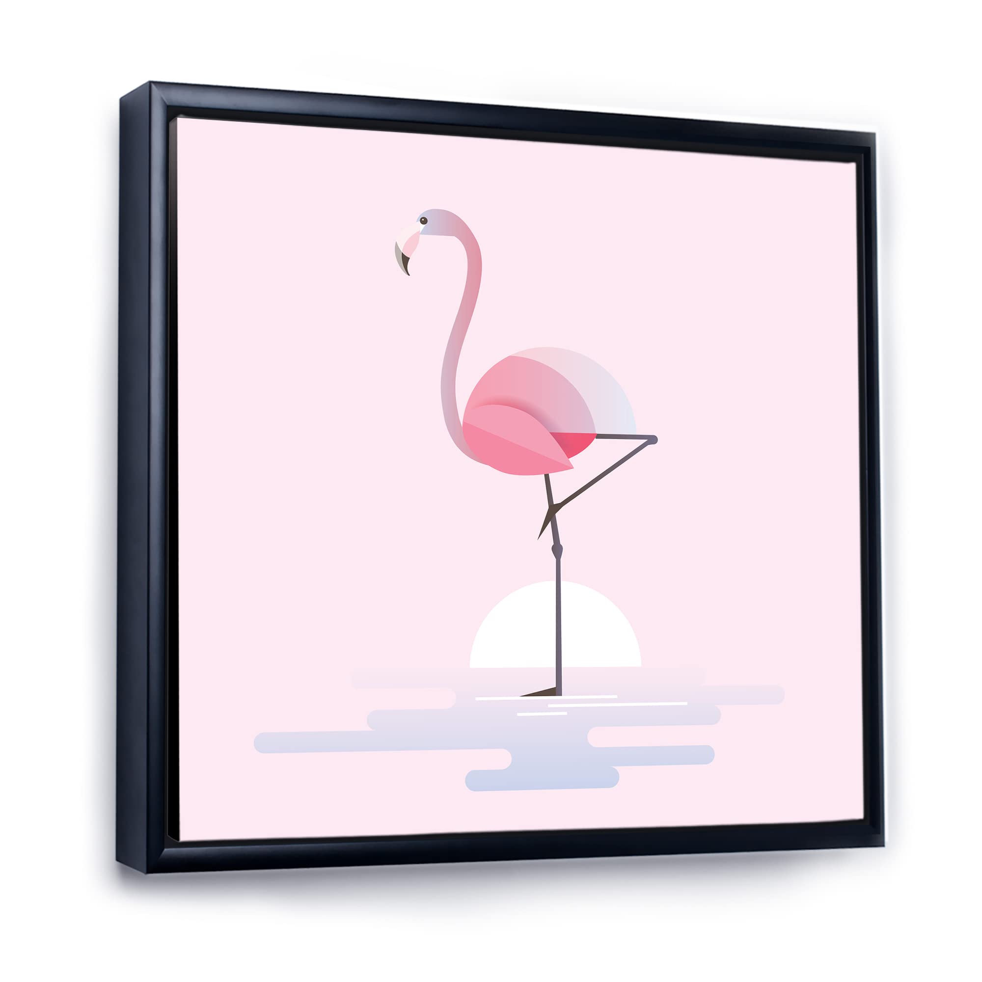 DesignQ Standing Pink Flamingo Wall Art - Farmhouse Decor Framed Canvas Print - Perfect for Living Room, Bedroom & Office Decor