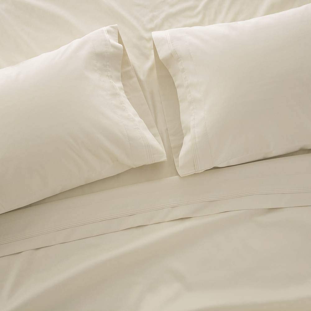 1000 Thread Count 100% Cotton Luxury Bed Sheet Set - Deep Pocket California King Size (Includes 1 Flat Sheet, 1 Fitted Sheet & 2 Pillowcases) - Soft Breathable Bedding for Hotel-Style Comfort - Ivory