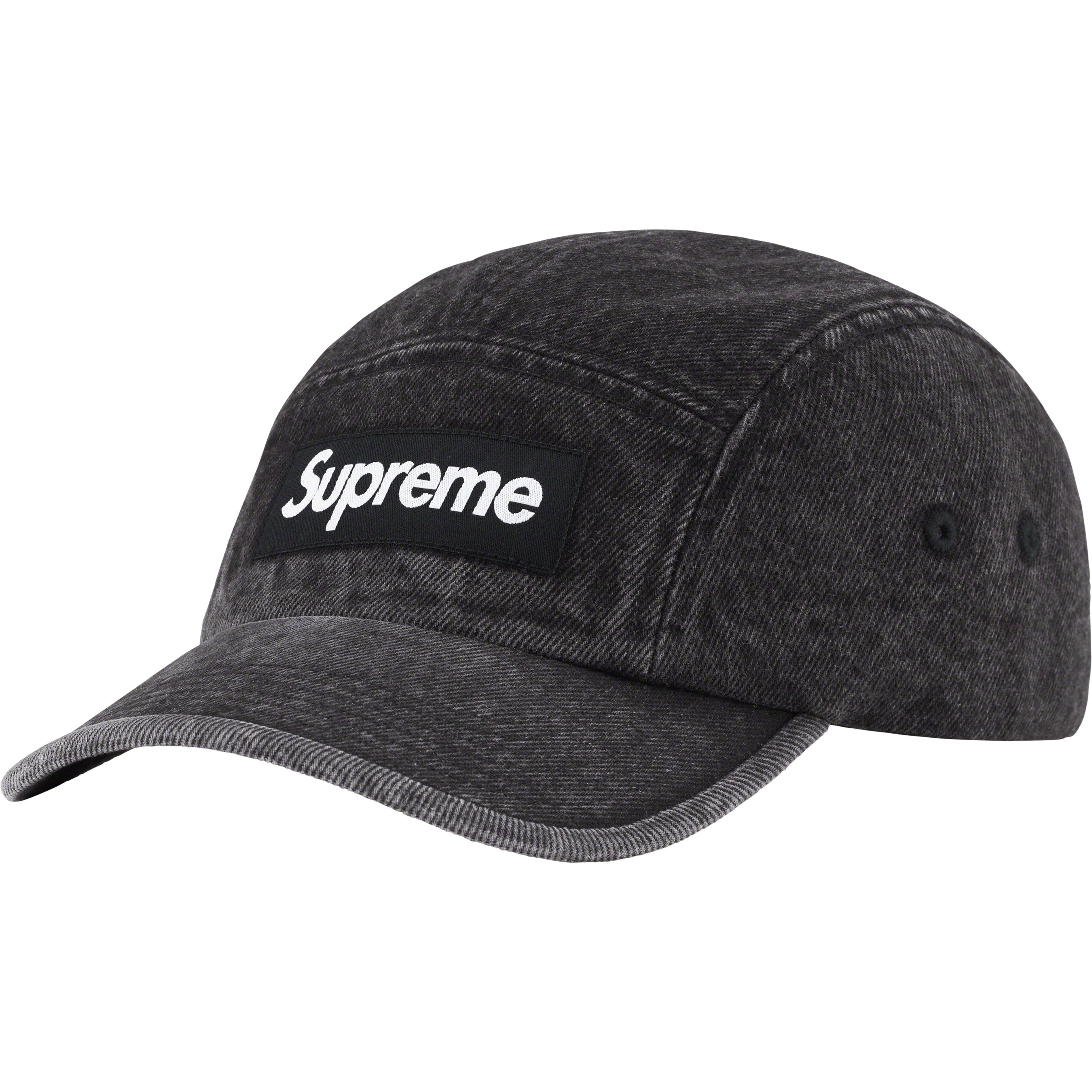 Supreme Denim Camp Cap - Black Adjustable Dad Hat for Men & Women - Streetwear Fashion Accessory for Hip-Hop, Skateboarding & Outdoor Activities