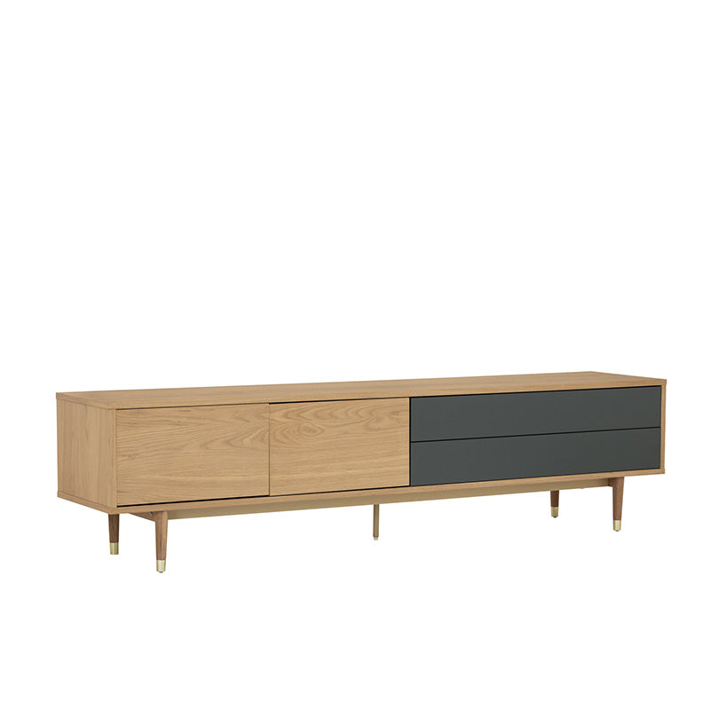 HOUSTON Entertainment TV Stand 200cm - Natural & Grey Wood Media Console for Living Room, Home Theater Setup