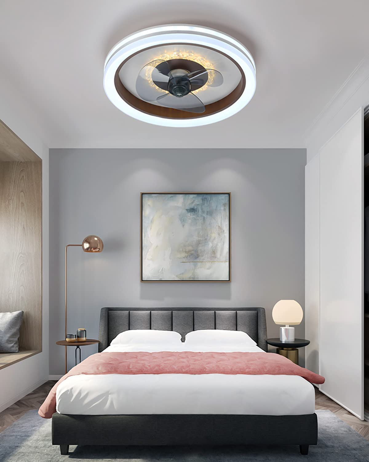 Silent Reversible DC Motor Ceiling Fan with Light - 80W Dimmable LED, Remote Control, 3 Speed & Timer - Perfect for Bedroom, Kids Room, Living Room & Home Office
