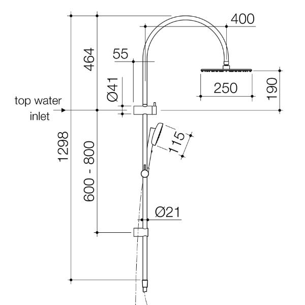 Caroma Contura II Rail Shower System with Overhead Showerhead in Black - Modern Bathroom Upgrade for Spa-Like Experience