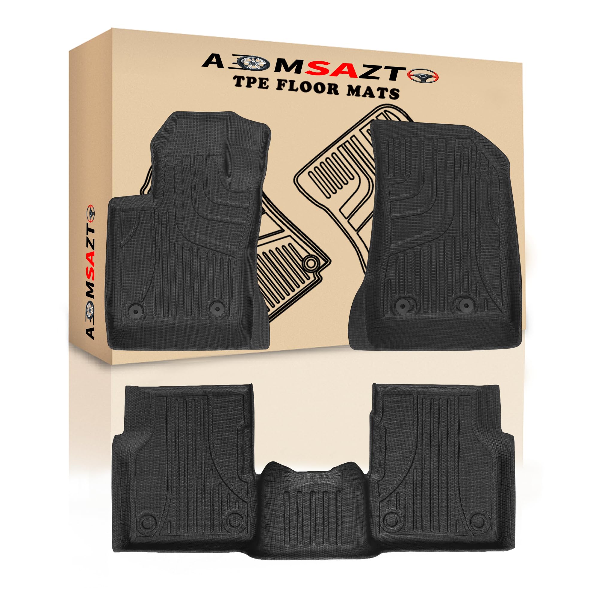 AOMSAZTO Custom Fit TPE All-Weather Floor Mats for Jeep Compass 2017-2024 | Durable Non-Slip Car Floor Liners for 1st & 2nd Row | Perfect for Off-Roading, Camping & Daily Commute (Black)