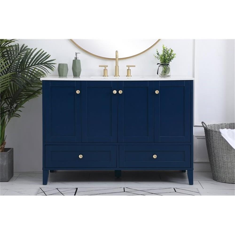 48 Inch Single Bathroom Vanity Cabinet with Sink - Elegant Blue Modern Bathroom Storage for Small Spaces | Perfect for Master Bath, Guest Bath & Apartment Renovations