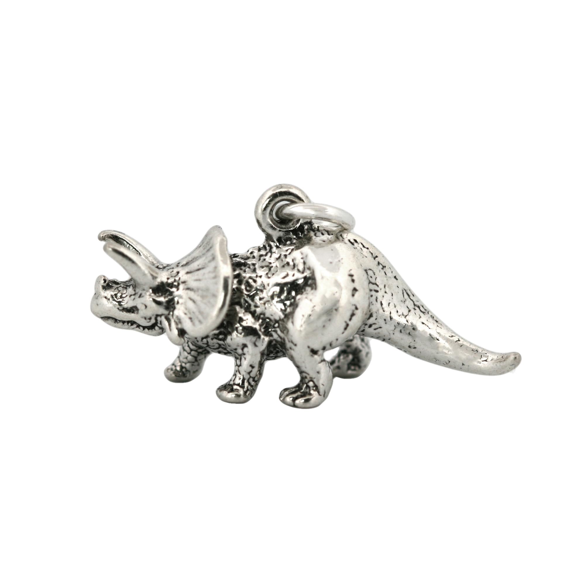 Triceratops Dinosaur 3D Charm Pendant - 925 Sterling Silver Jewelry Making Supply for Bracelets, Necklaces & DIY Crafts | Perfect for Gifts, Costume Jewelry & Dinosaur Lovers