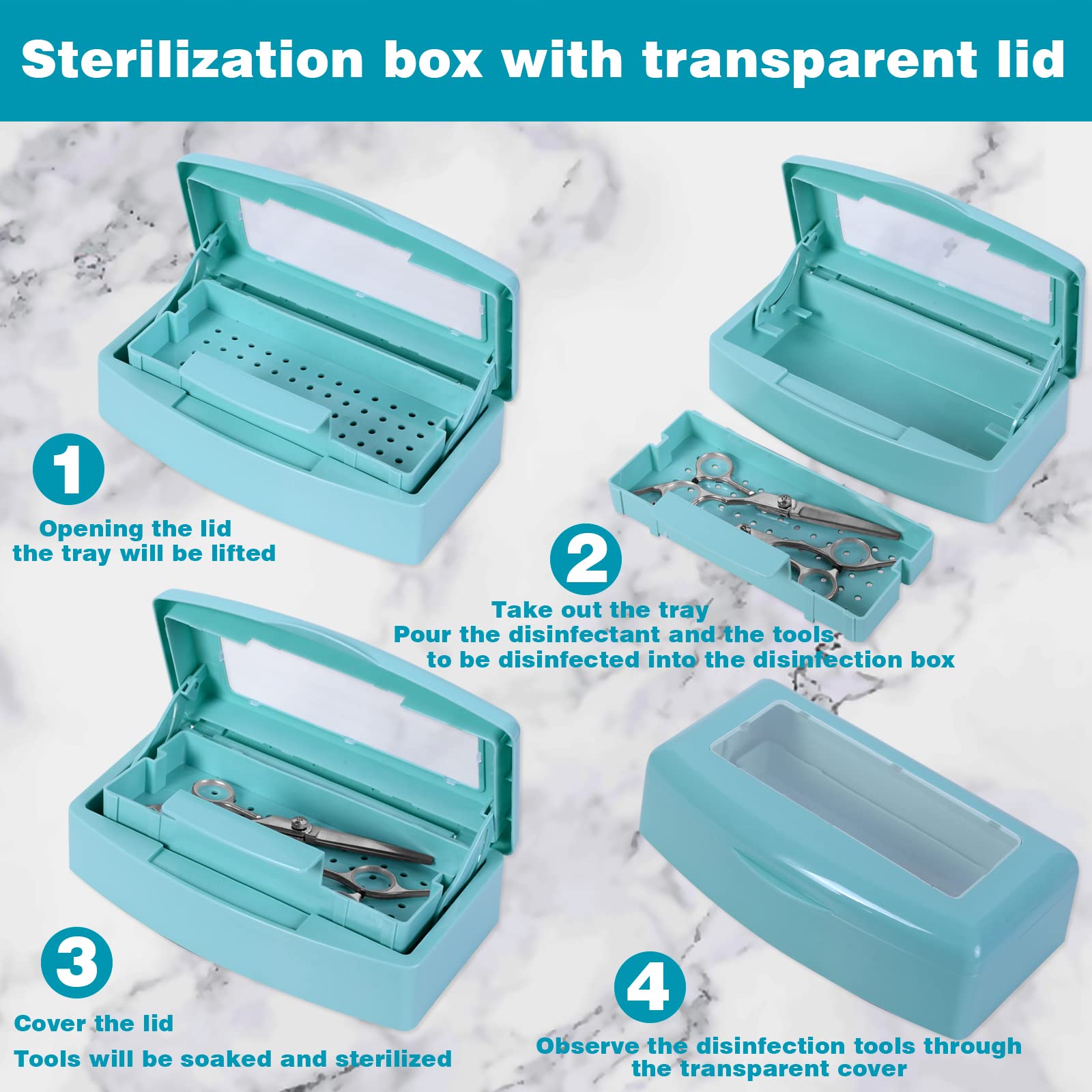 Barbicide Sterilization Tray - Plastic Sterilizing Box with Clear Lid for Nail Tools, Tweezers & Salon Equipment | Hair Spa, Manicure & Barber Organizer | Sanitize & Store Beauty Tools Safely