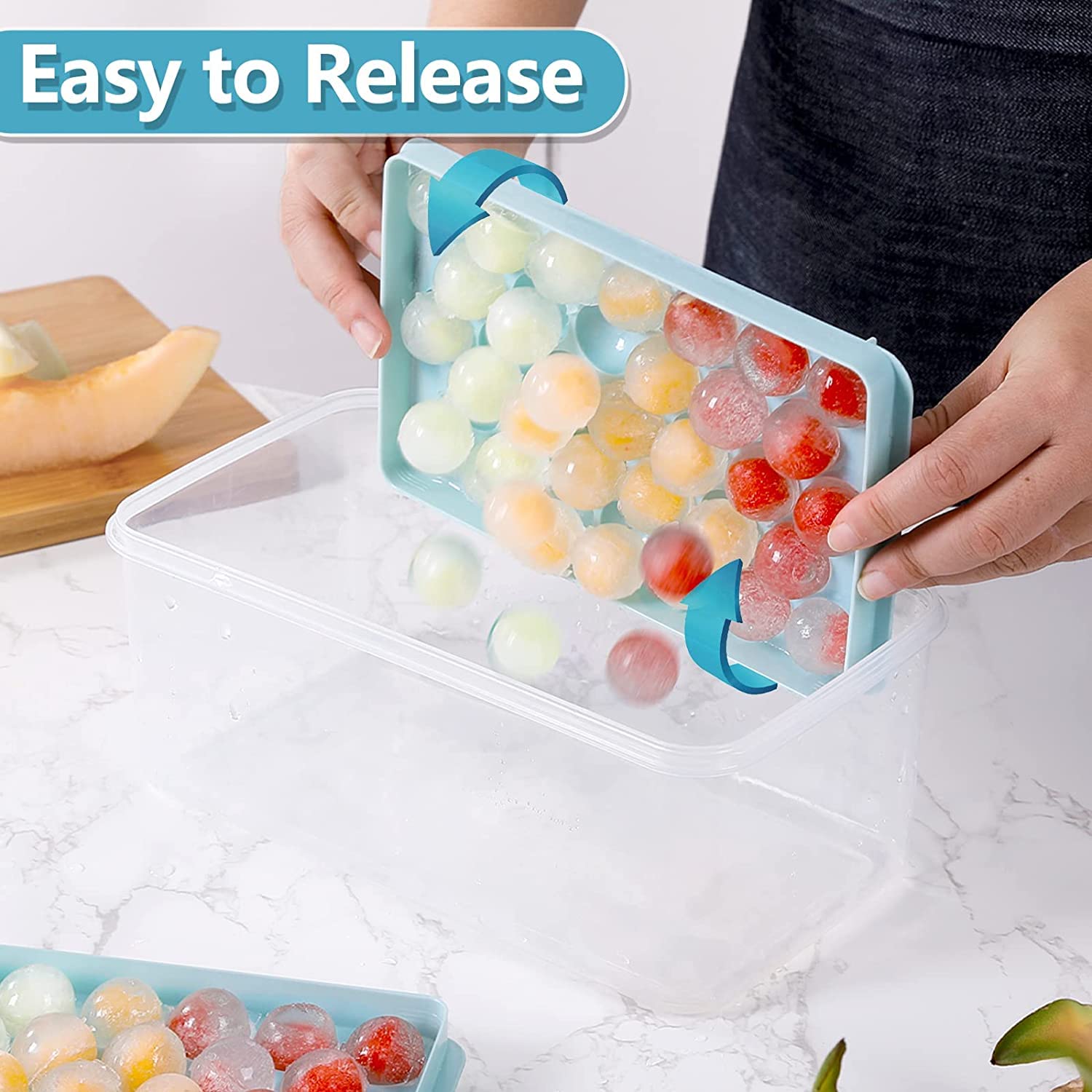 mciskin Mini Ice Cube Tray Balls - 2 Pack Round Ice Ball Maker Mold with Lid for Freezer | Perfect for Cocktails, Whiskey, Tea & Coffee | Ideal for Home Bars, Parties & Beverage Chilling