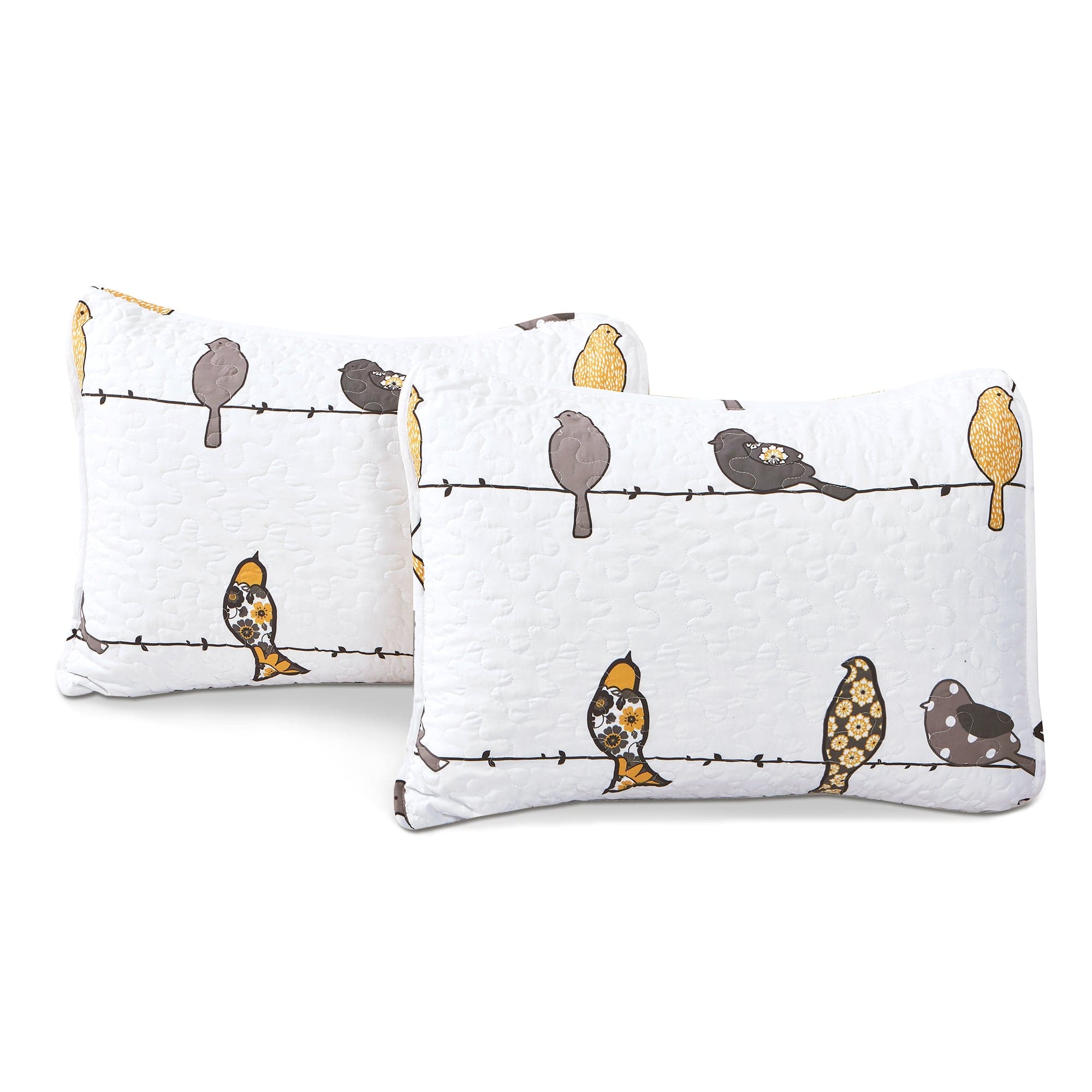 Rowley Birds Quilt 7-Piece Bedding Set - Soft Floral Printed Comforter with Matching Pillow Shams - Perfect for Guest Rooms, Master Bedrooms & Cozy Home Decor