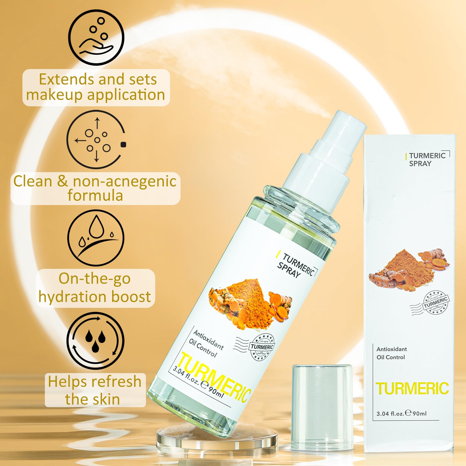 Organic Turmeric Soap Bar & Facial Mist Set - 2PCS Vitamin C Enriched Lemon Turmeric Soap for Face & Body + 1PC Antibacterial Turmeric Face Spray | Natural Skincare, Acne Treatment, Brightening & Hydration | Perfect for Daily Cleansing, Travel & Gift Giving
