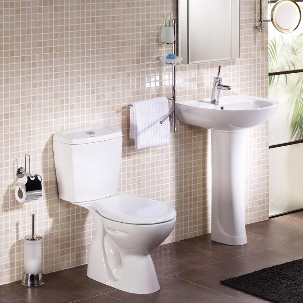 Ceramic Wall-Mounted Toilet with Soft Close Seat - Space Saving Vertical Design for Modern Bathrooms | Perfect for Small Bathrooms, Apartments & Contemporary Homes