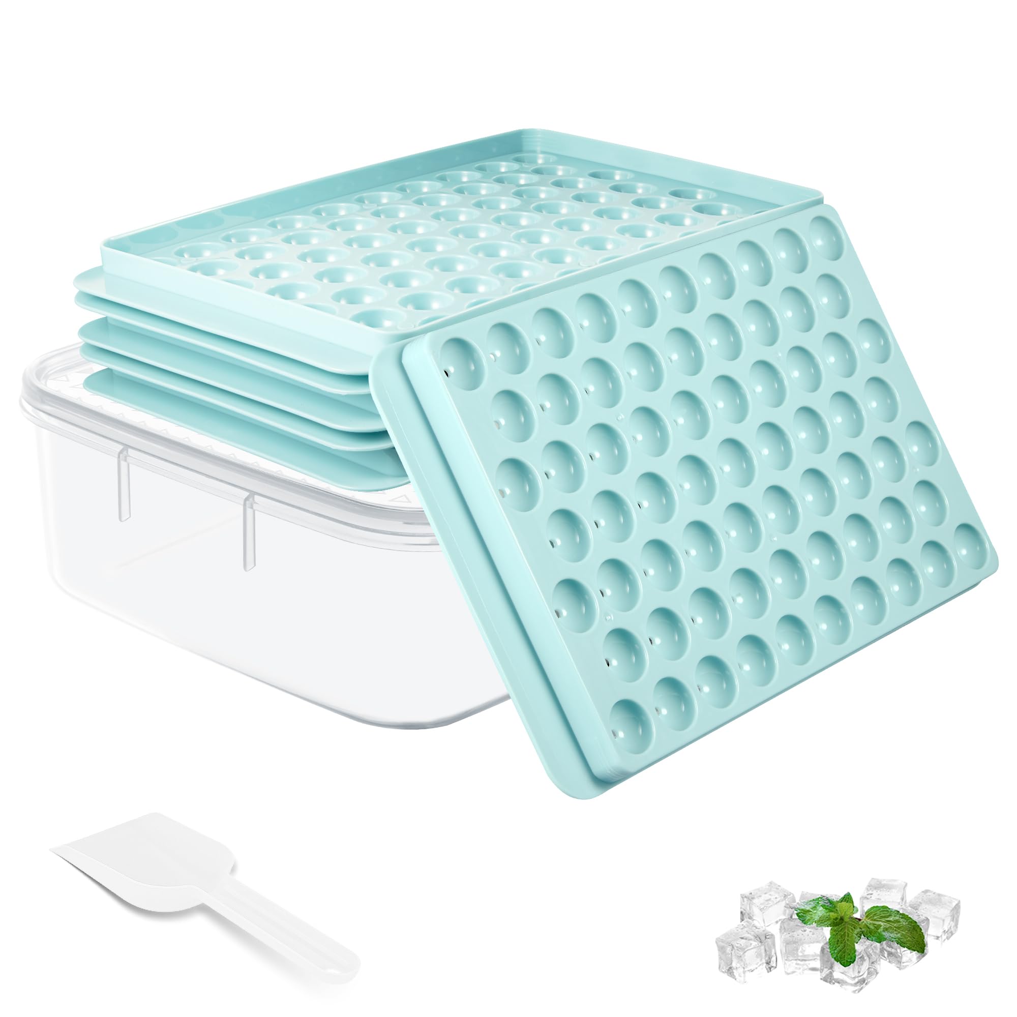 Premium Ice Cube Tray with Lid and Storage Bin - 5-Pack Silicone Ice Maker Mold for Whiskey, Cocktails, Coffee & Drinks | Perfect for Home Bars, Parties & Everyday Beverage Chilling