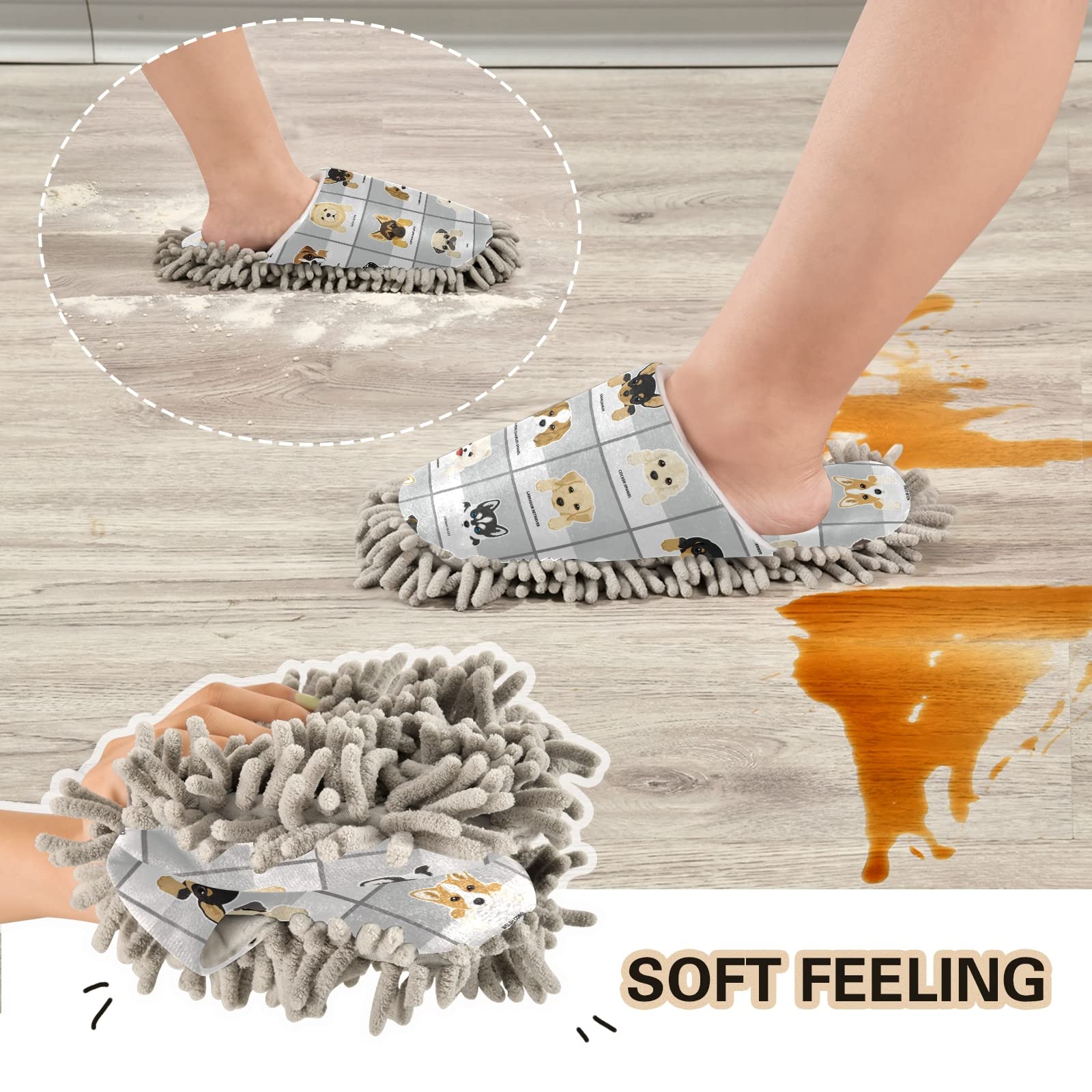 Poeticcity Unisex Mop Slippers - Indoor Cleaning Shoes for Home & Spa, Dusting House Slippers Size M-L | Perfect for Floor Cleaning, Pet Hair Removal & Relaxing Footwear