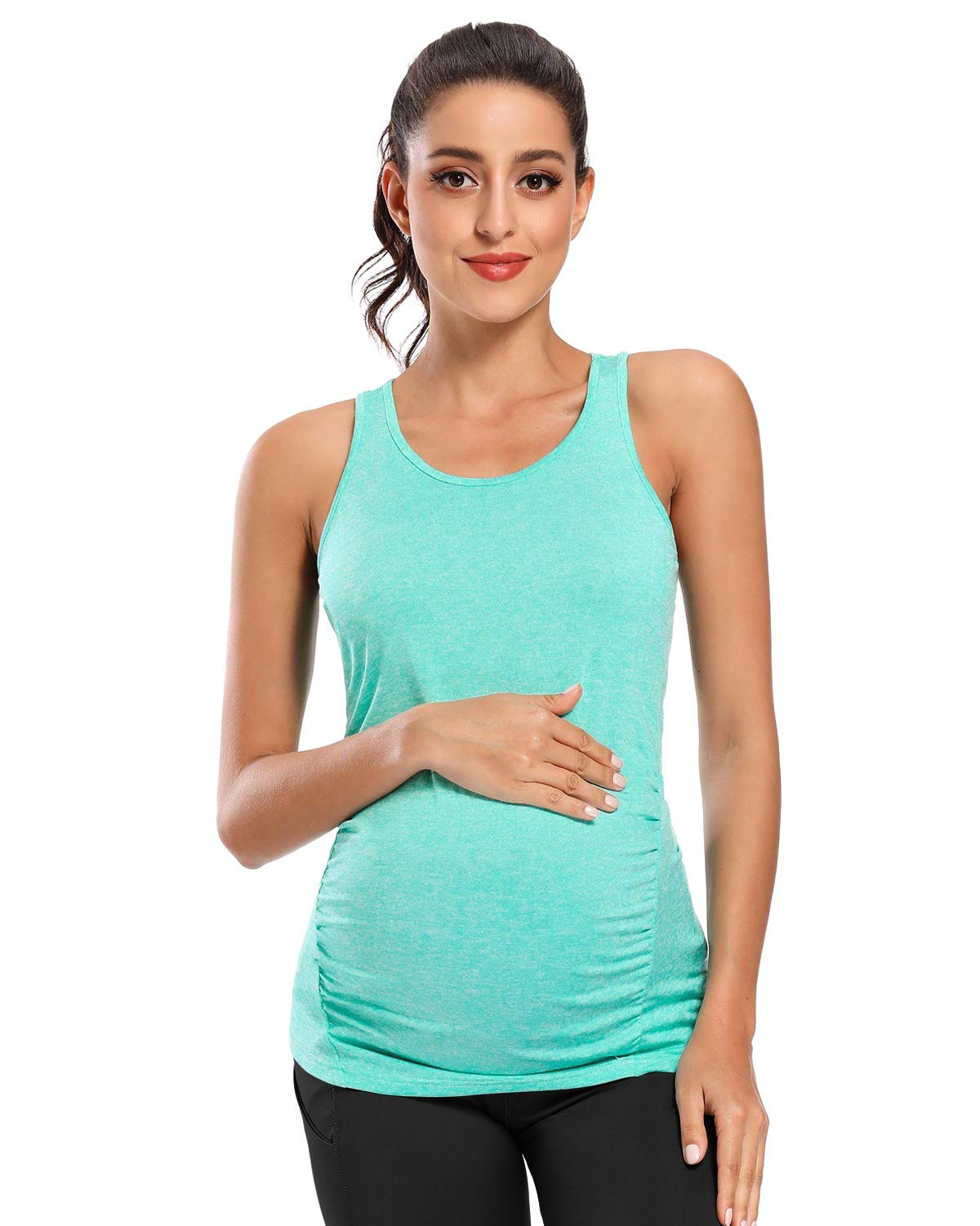 Glampunch 3PCS Maternity Yoga Tops - Sleeveless Racerback Workout Shirts for Pregnant Women | Breathable Athletic Maternity Tank Tops | Perfect for Yoga, Gym & Daily Wear During Pregnancy