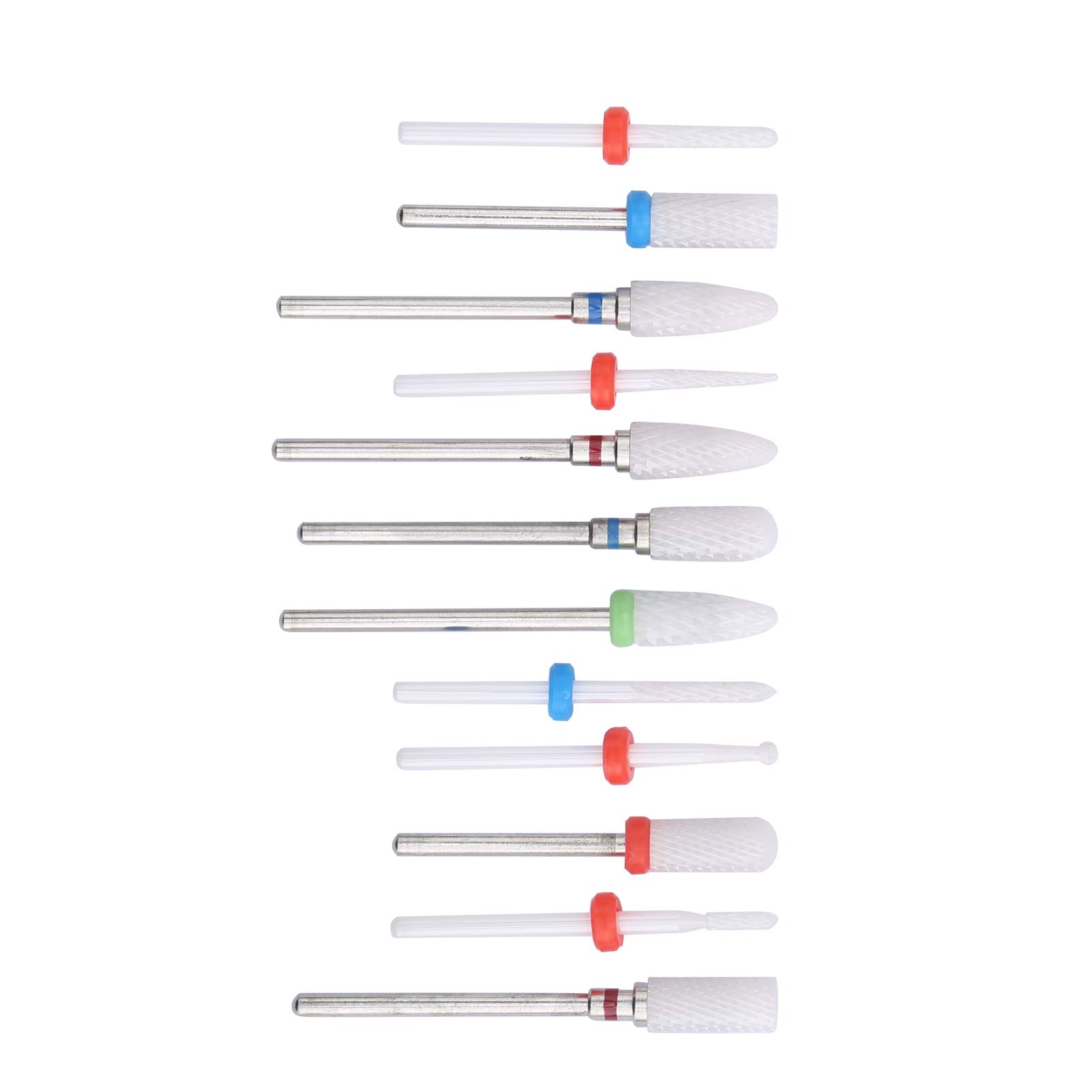 12PCS Ceramic Nail Drill Bits for Electric Nail File - Professional Acrylic Nails & Cuticle Care - Durable Milling Cutter Bits for Manicure & Pedicure - Perfect for Salon & Home Nail Art
