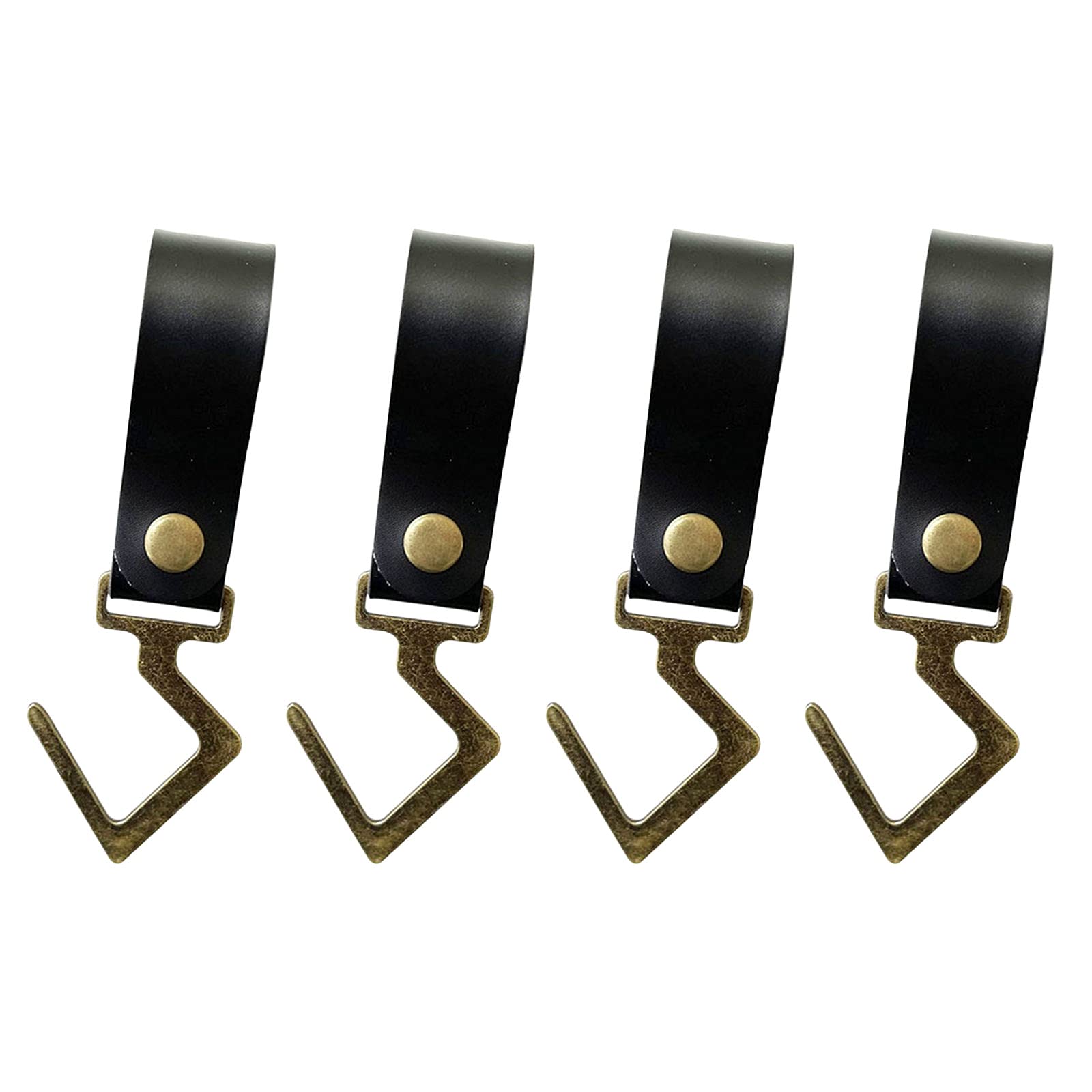 SM SunniMix Heavy Duty PU Leather Strap Cookware Pot Rack Hooks - Durable Hanging Hooks for Kitchenware, Pots, Utensils, Plants & Towels - Black - Perfect for Kitchen Organization & Space Saving Storage
