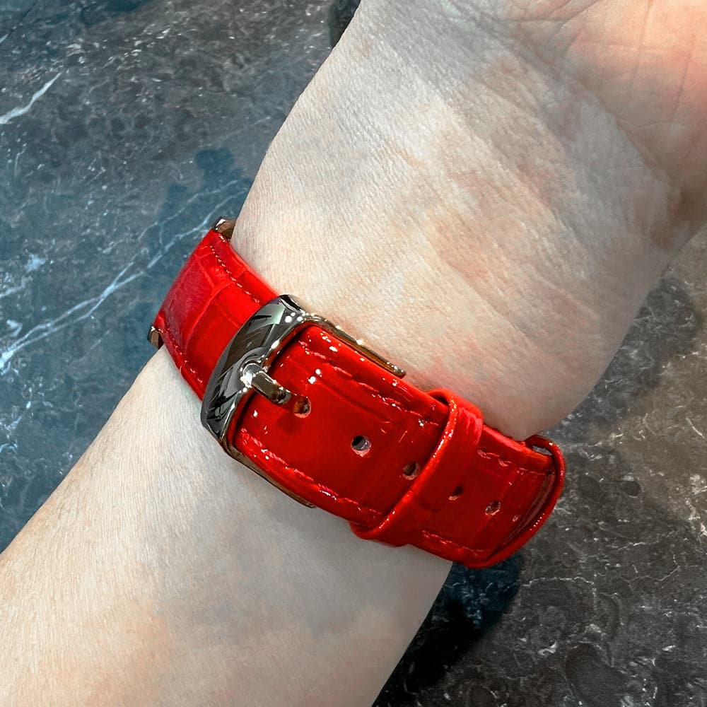 Aries Gold Red Genuine Leather Strap Women's Watch L 5045 RGW R - Elegant Timepiece for Business, Party & Everyday Wear
