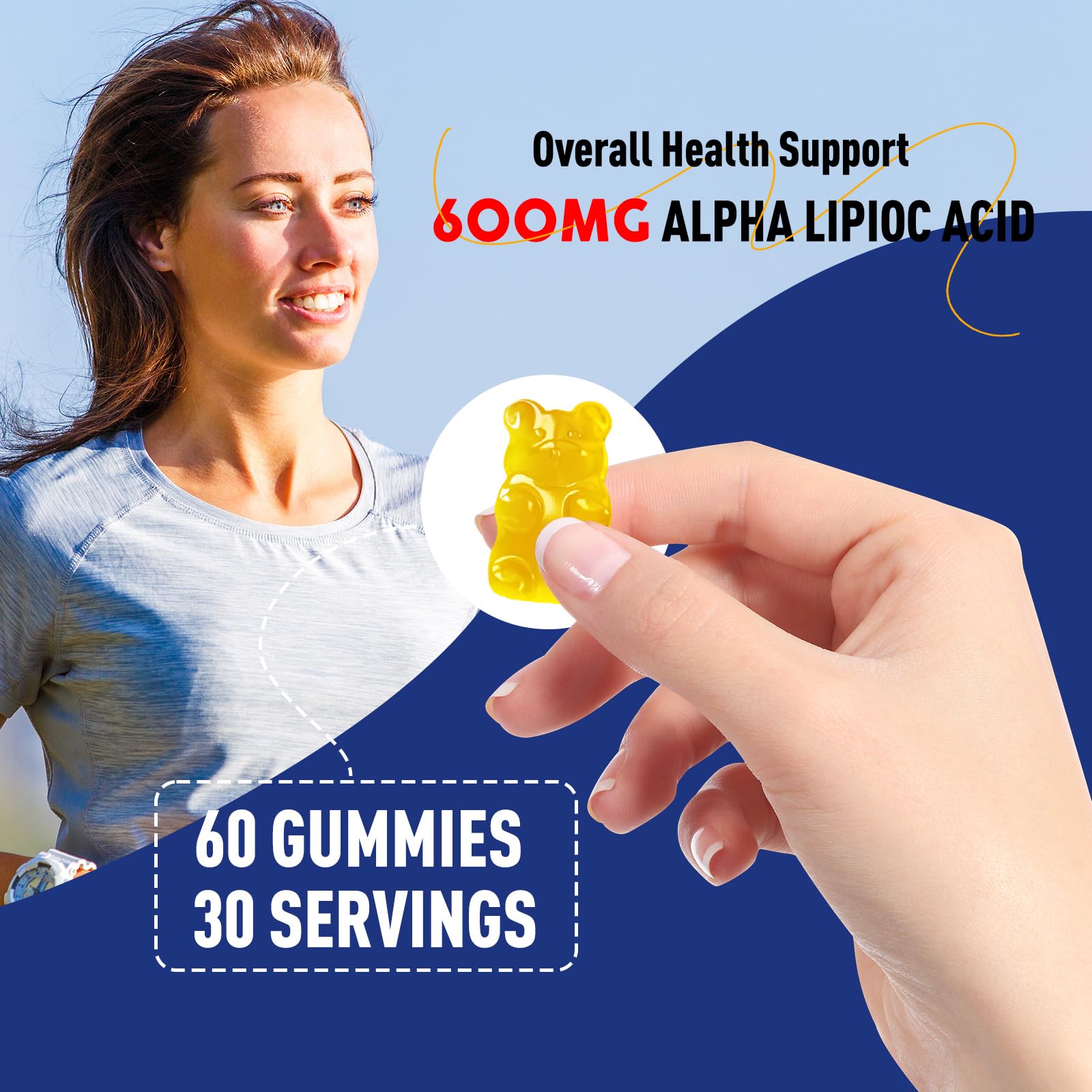 Alpha Lipoic Acid 600mg Sugar Free Gummies - Antioxidant Supplement for Nervous System, Brain & Skin Health | Pineapple Flavor | 60 Chewable Vegan Gummies for Daily Wellness & Energy Support