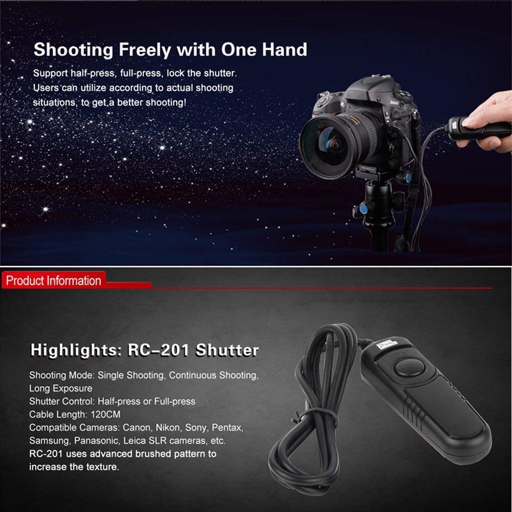 Pixel Shutter Remote Control Cable RC-201/S1 - Compatible with Sony & Konica Minolta DSLR Cameras - Replacement for RM-L1AM Remote Commander - Perfect for Time-Lapse, Group Photos & Long Exposure Photography