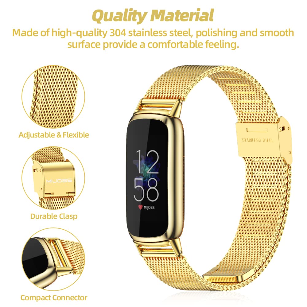 Stainless Steel Fitbit Luxe Band - Waterproof Adjustable Strap for Fitness & Wellness Tracking