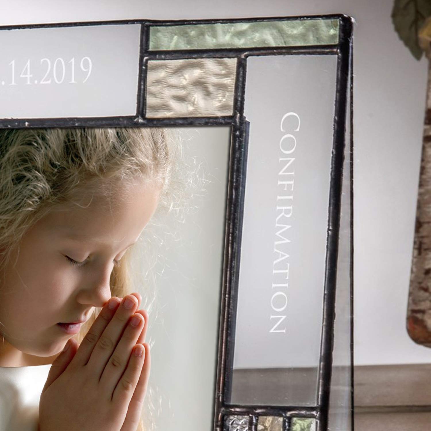 Personalized 4x6 Vertical Photo Frame - Engraved Glass Keepsake Gift for Religious Occasions