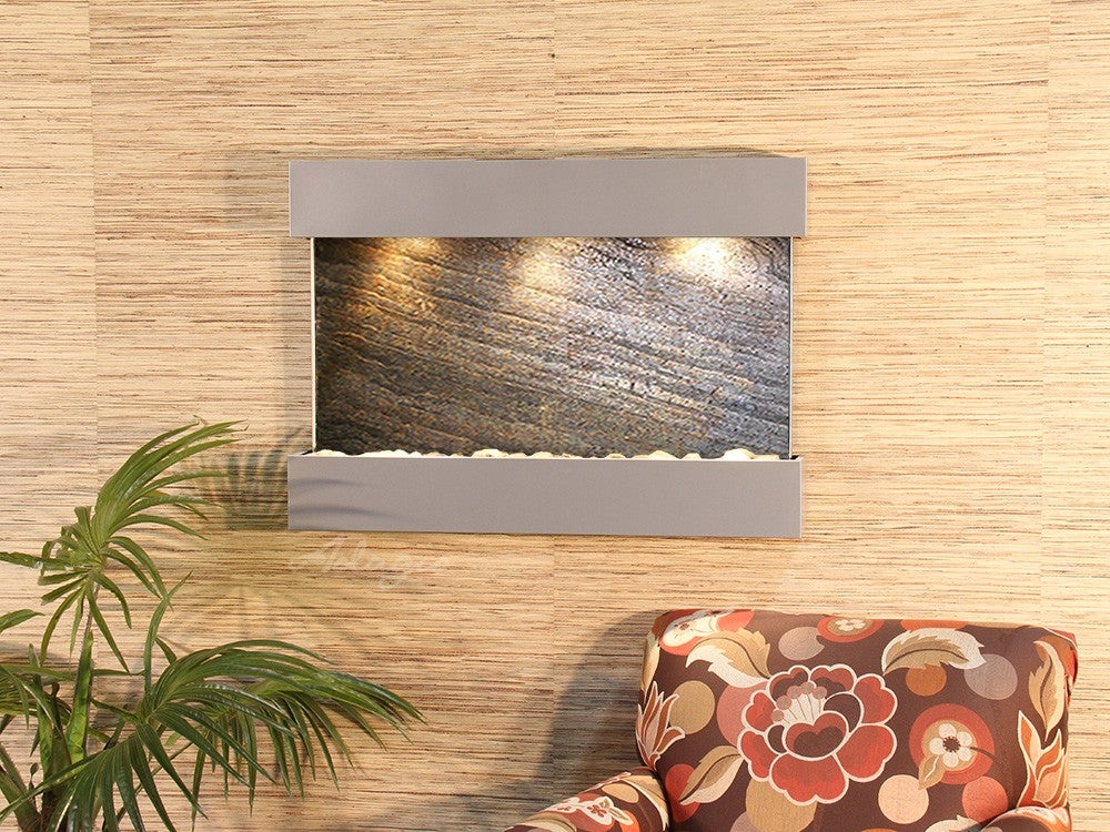 Adagio Reflection Creek Silver Metallic Green Featherstone RCS4512 - Elegant Home Decor for Living Room, Bedroom & Office