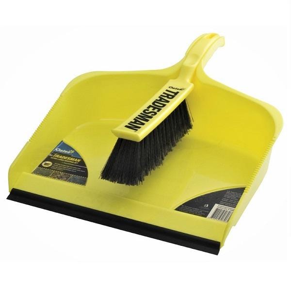 Oates Extra Large HD Tradesman Dustpan Set - Heavy Duty Commercial Dust Pan with Long Handle for Workshop, Garage & Construction Sites - Perfect for Cleaning Large Debris & Heavy Duty Use