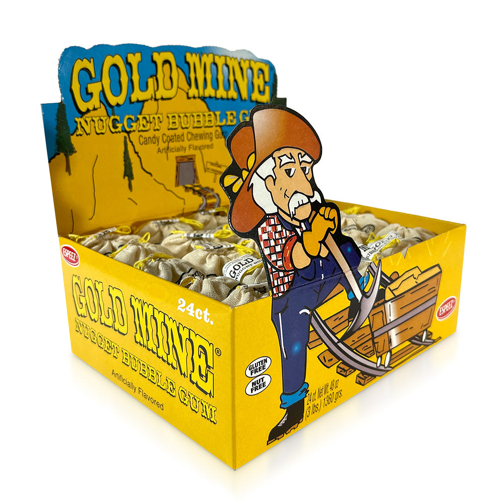 Espeez Gold Mine Nugget Bubble Gum - 24 Count Box | Fun & Tasty Gold-Themed Chewing Gum for Parties, Gifts & Kids Treats