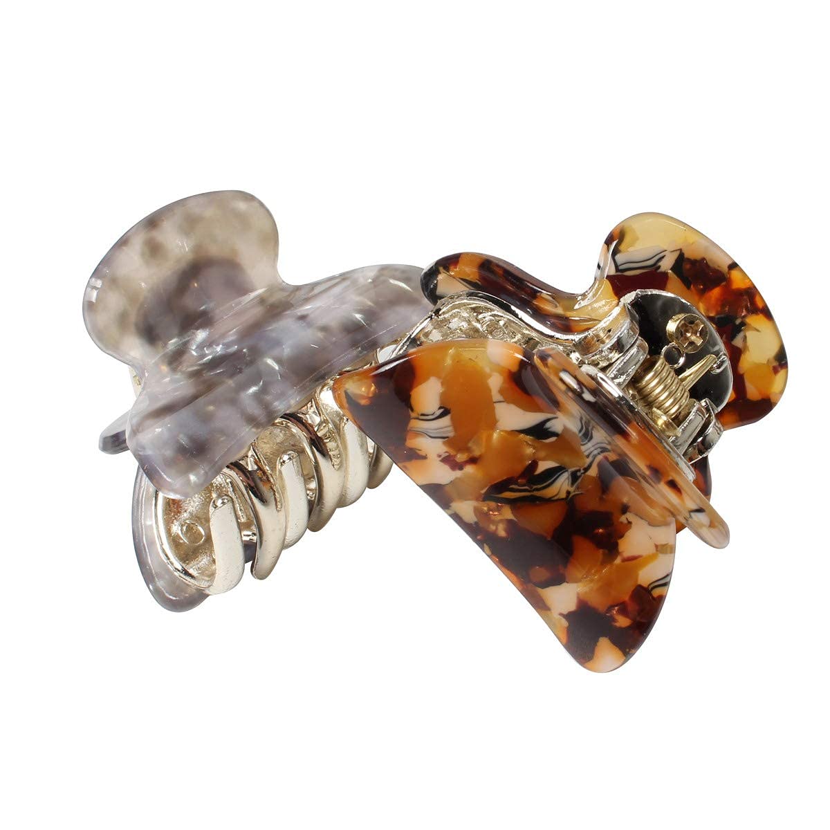 ASG 1.57 Inch Small Acrylic Hair Claw Clips for Women & Girls - Marble Design Non-Slip Grip Plastic Hair Clips - Pack of 2 - Perfect for School, Work, Travel & Everyday Hairstyles