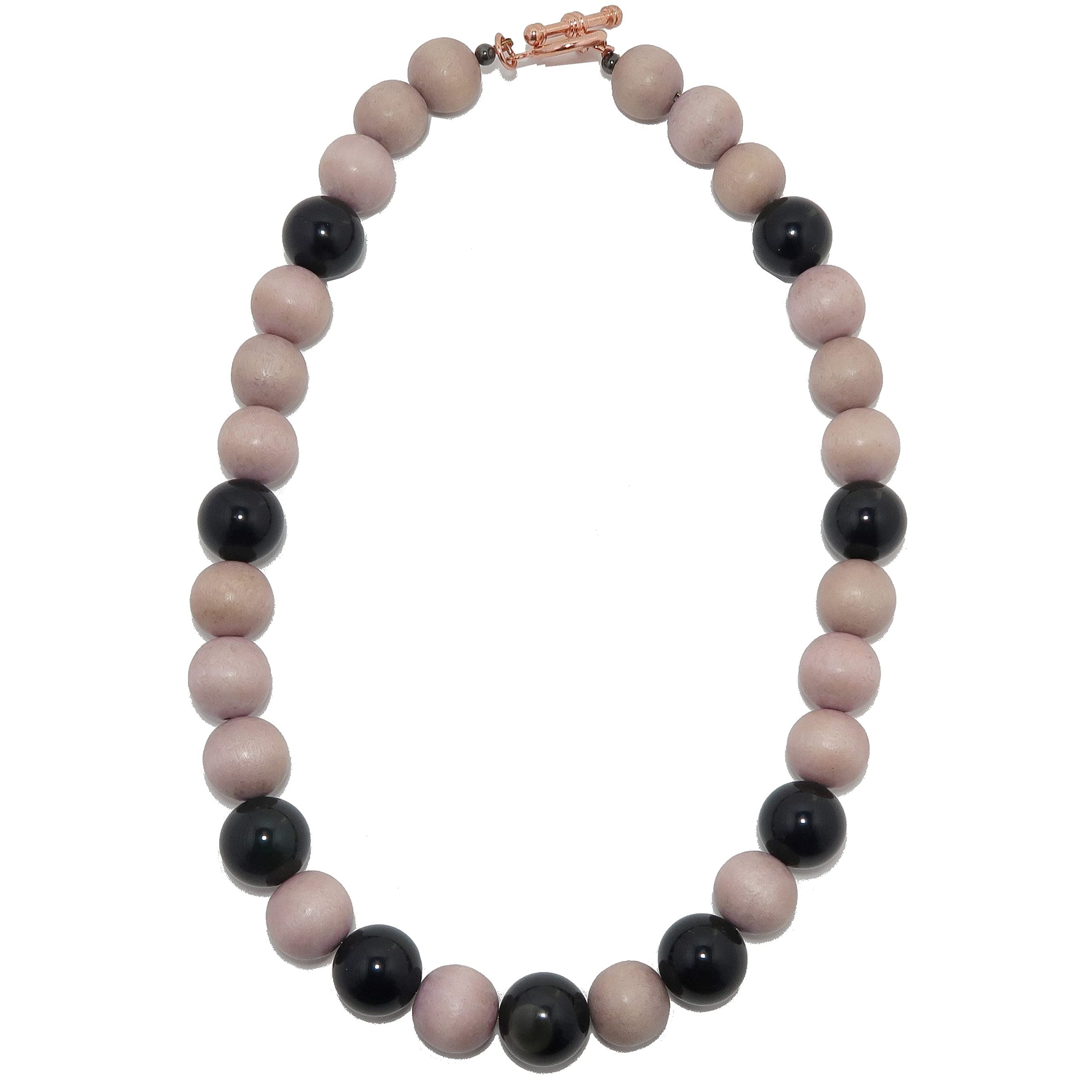 Rainbow Obsidian Necklace with Satin Crystals & Wood Beads - Protection Stone Jewelry for Women, Spiritual Healing & Positive Energy - Perfect for Meditation, Yoga & Everyday Wear