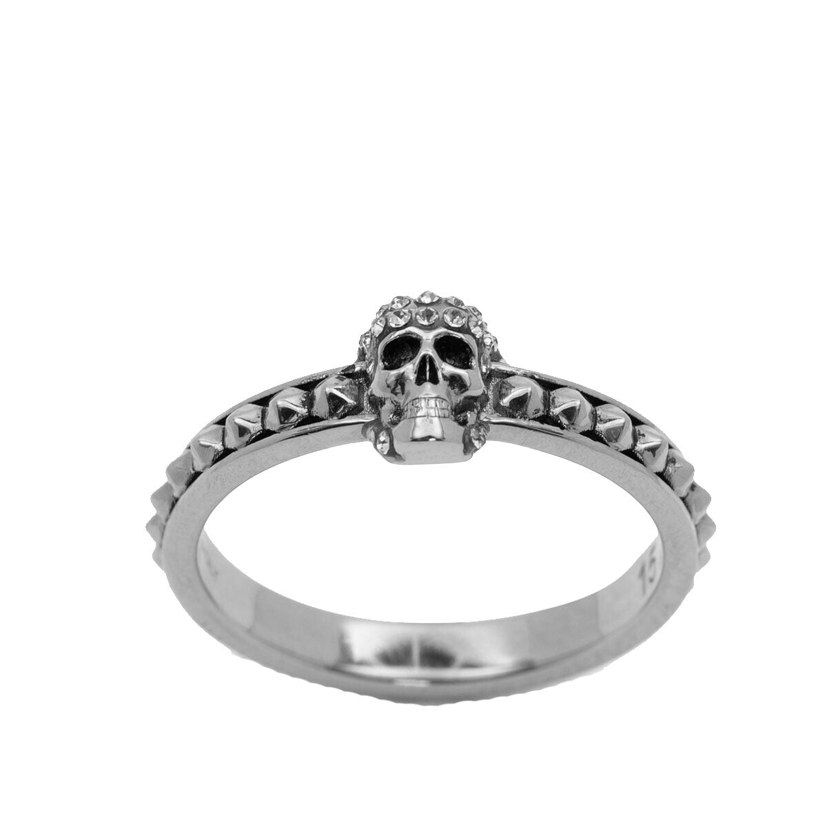 Pave Skull Thin Ring in Sterling Silver - Gothic Jewelry for Women & Men, Perfect for Halloween, Punk Fashion & Edgy Everyday Style