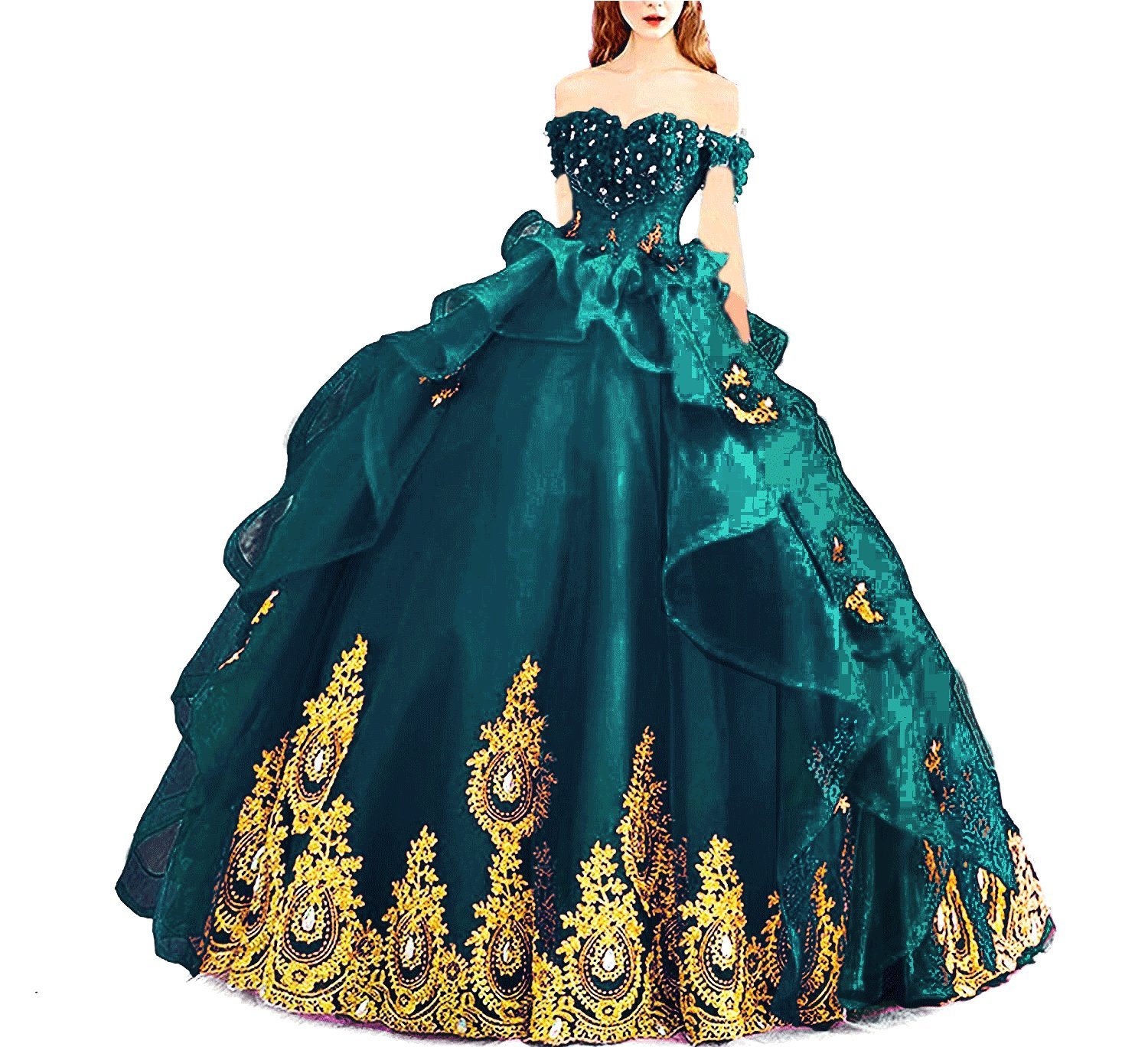 Elegant Off-Shoulder Sweet 16 Prom Ball Gown with Beaded Details - Princess Quinceanera Dress for Cosplay & Formal Events | Perfect for Prom, Homecoming, Pageants & Special Occasions