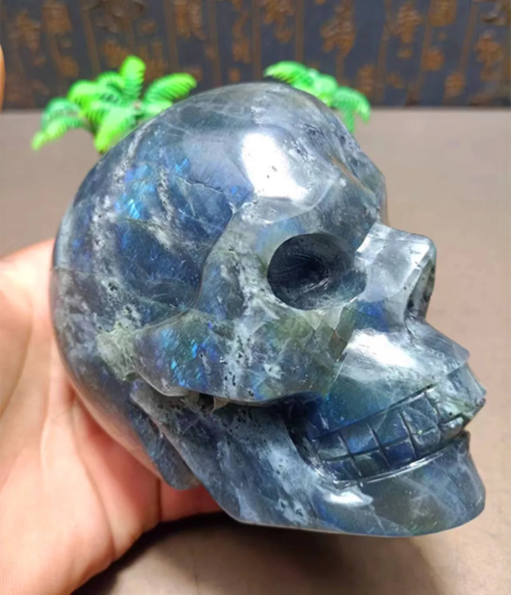 1003g Natural Purple Labradorite Quartz Crystal Skull - Healing Energy Stone for Home Decor, Fashion Jewelry & Spiritual Gifts | Meditation, Reiki, Feng Shui & Unique Present