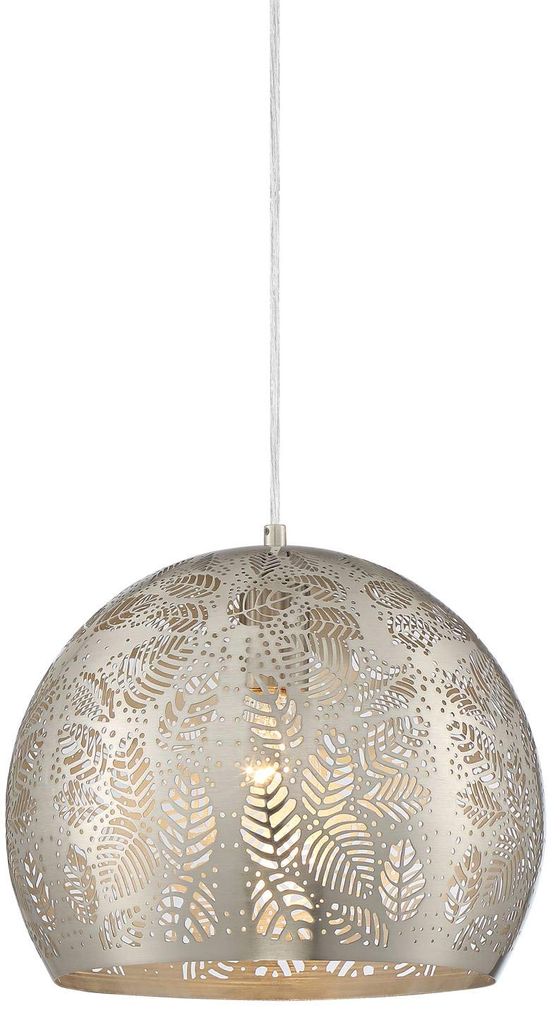 Regency Hill Safi Brushed Nickel Silver Metal Mini Pendant Light - 11 3/4