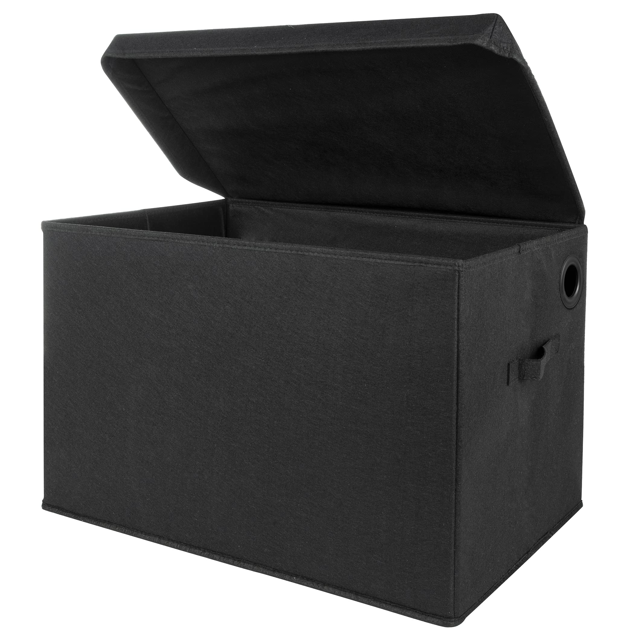 Sammy & Lou Collapsible Felt Toy Storage Box with Handles & Hinged Lid - 22 x 14.5 x 15 Inches - Black - Perfect for Kids Room Organization & Toddler Toy Storage