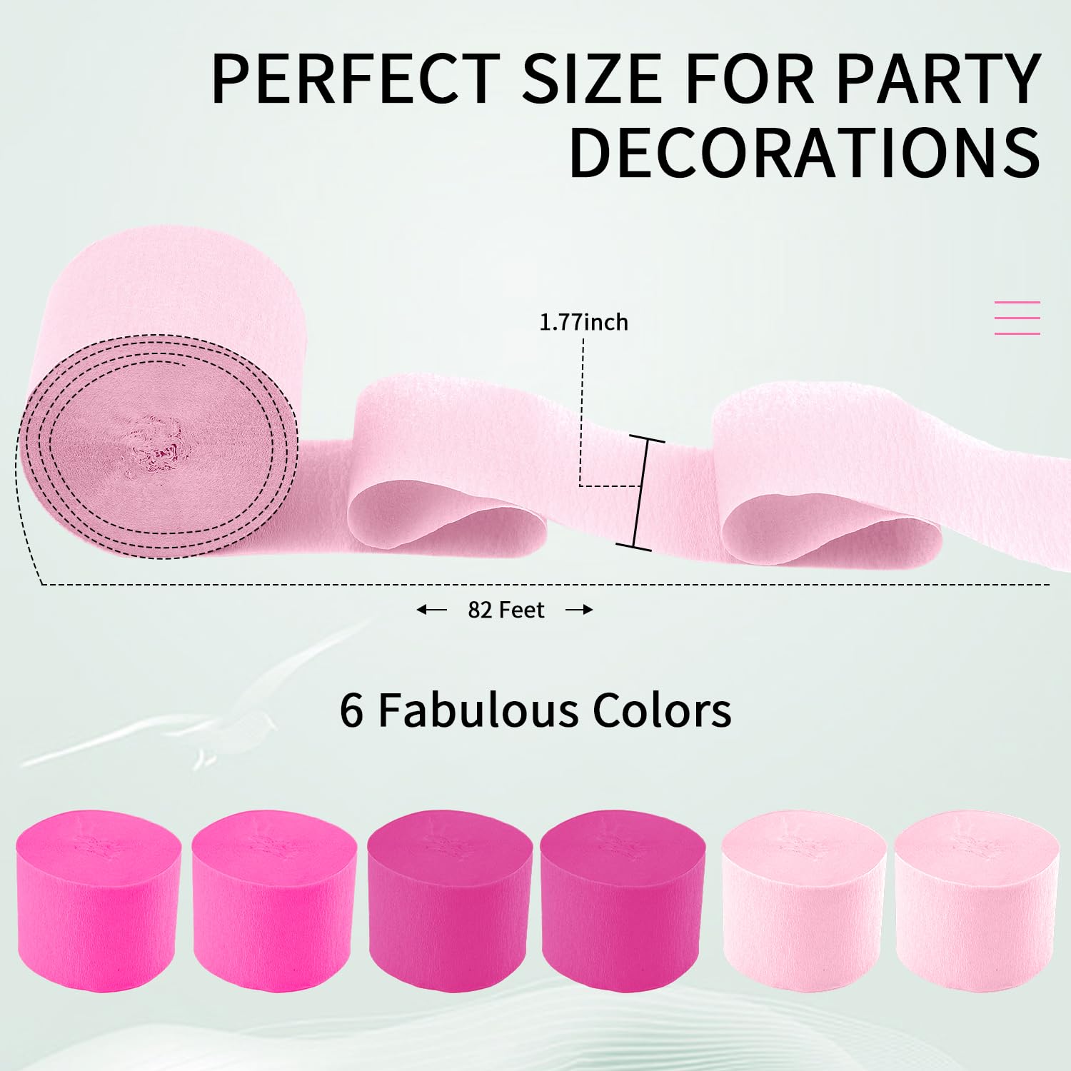 6 Pack Crepe Paper Streamers - 492ft Total (82ft x 2.37
