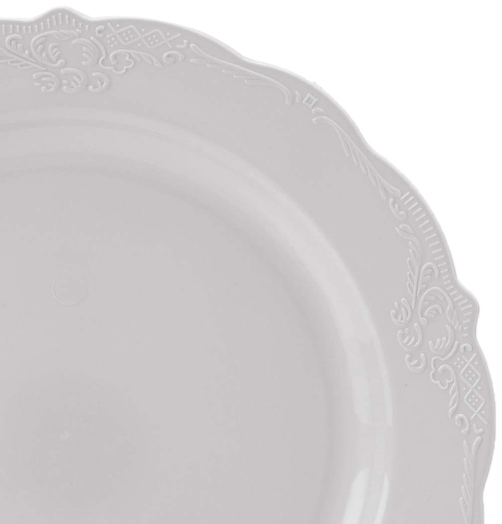 Vintage Silver Spoons Disposable Dinnerware Set - 20-Piece Grey Salad Plates for Parties, Picnics & Elegant Gatherings | Eco-Friendly Disposable Tableware