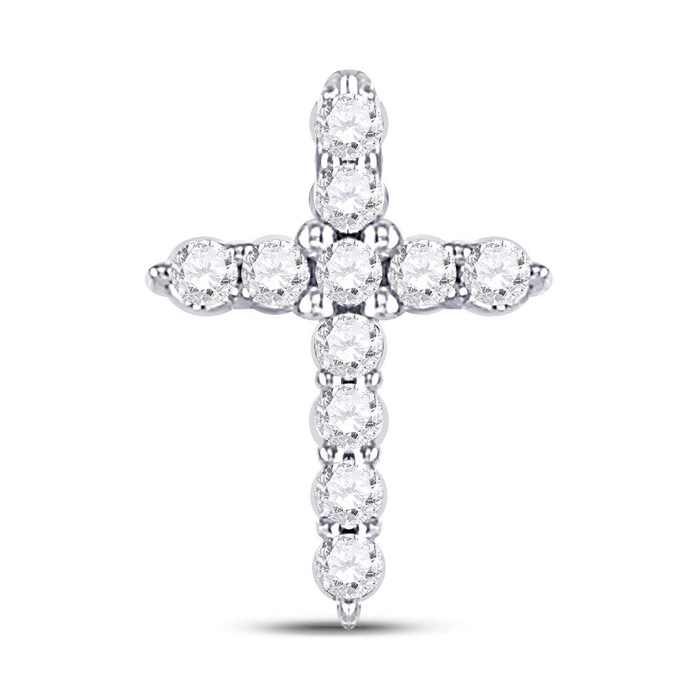 10K White Gold Women's Round Diamond Cross Pendant Necklace - 1/10 CTTW, Elegant Religious Jewelry Gift for Christmas, Baptism & Special Occasions