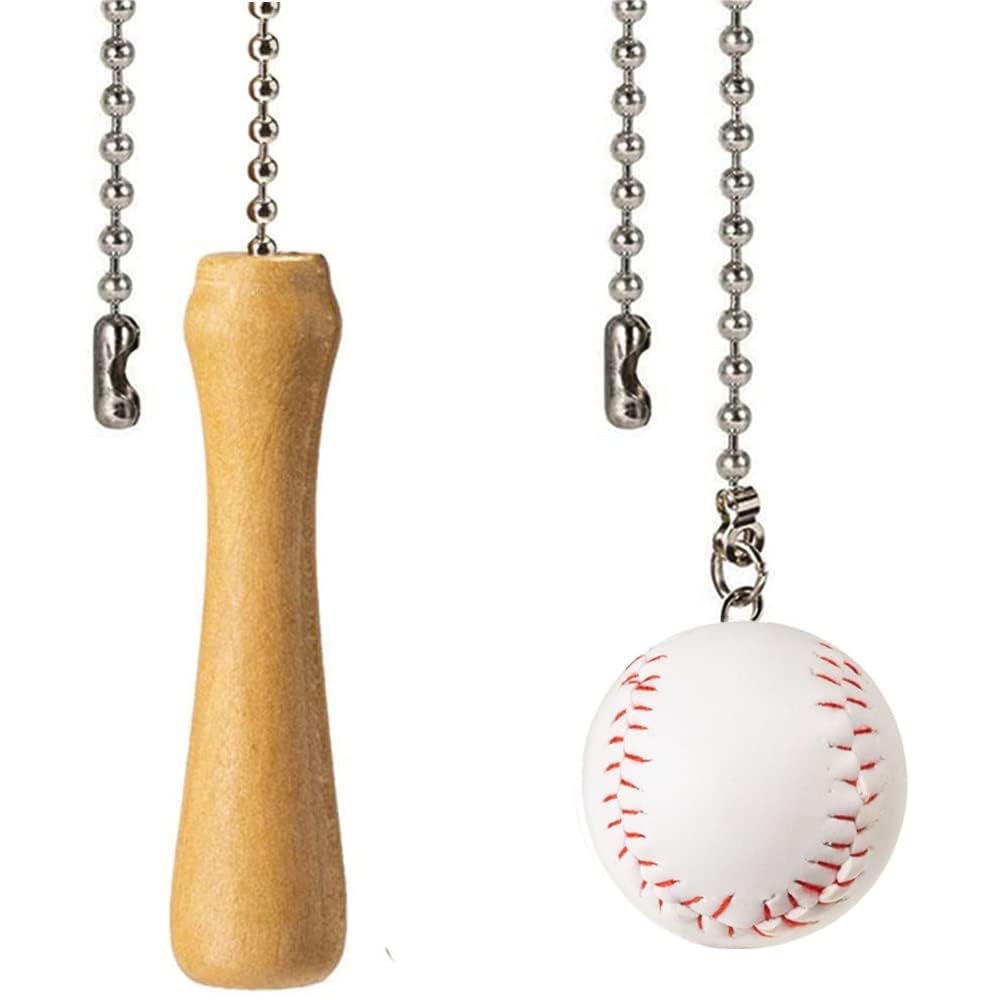 Baseball and Baseball Bats Ceiling Fan Pull Chain Ornaments Extender - 12